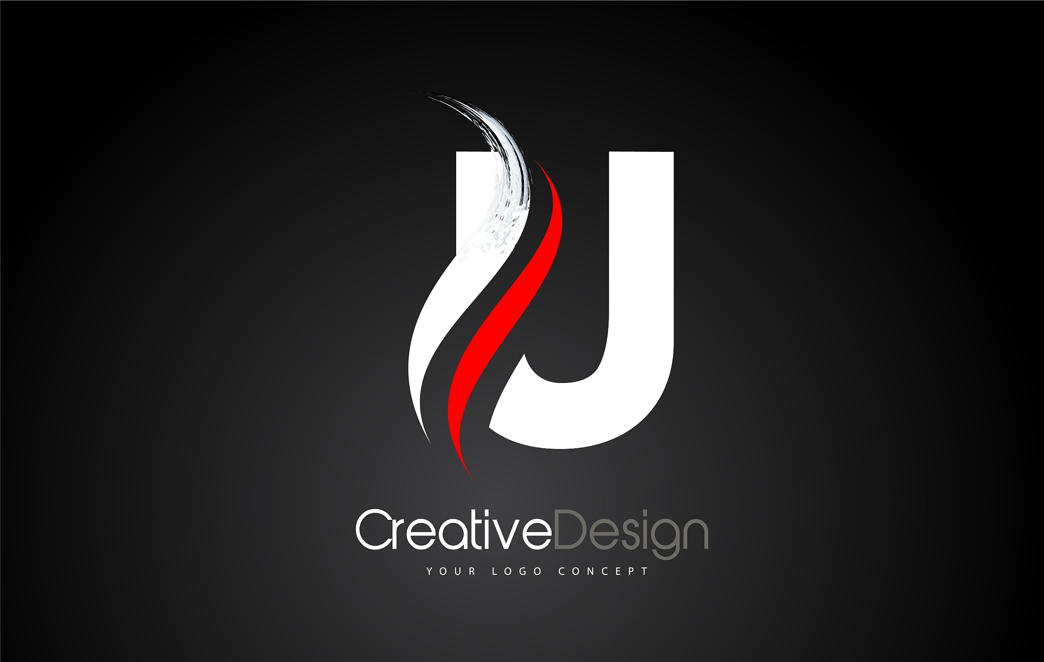 white and red u letter logo design brush paint