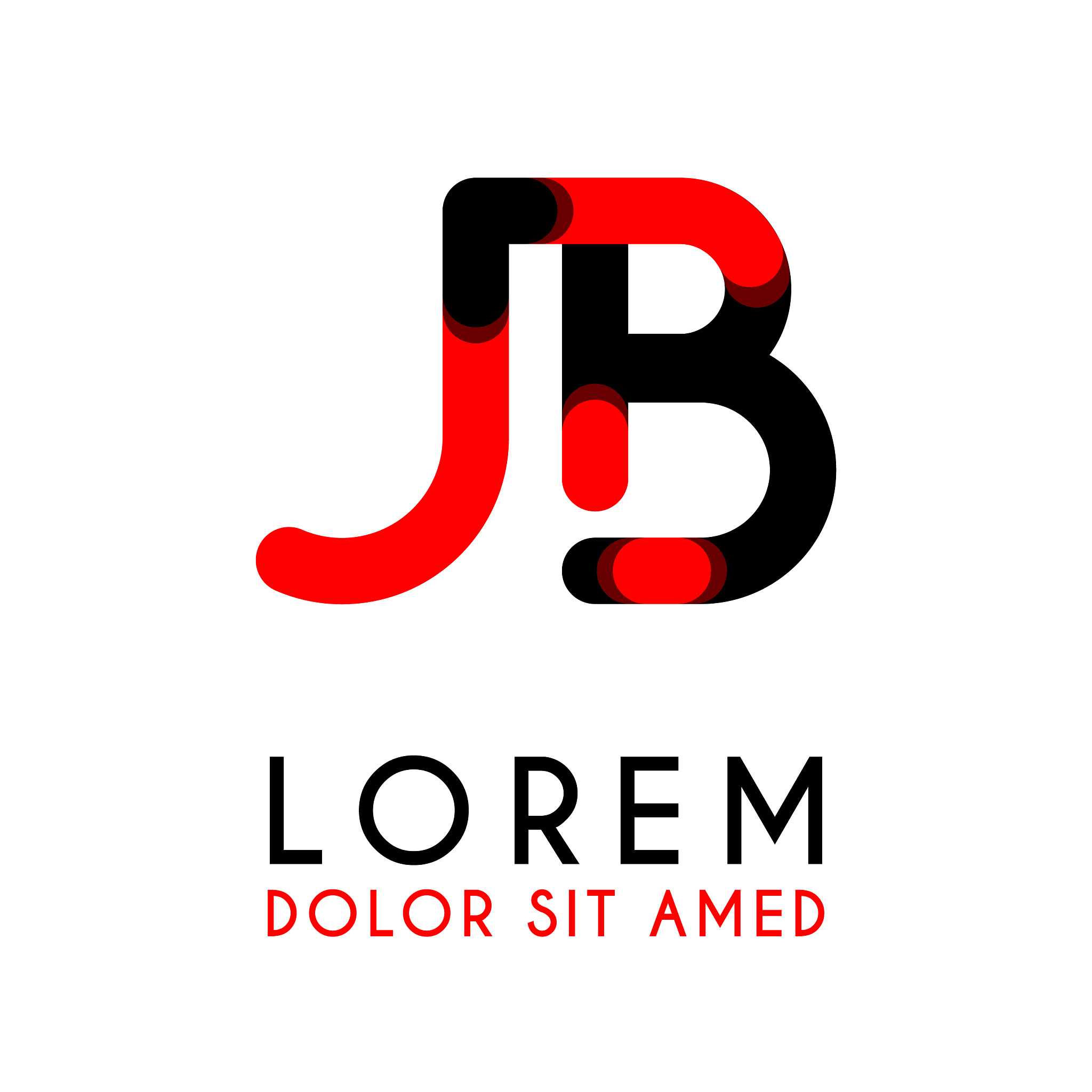 initial letter jb with red black and has rounded