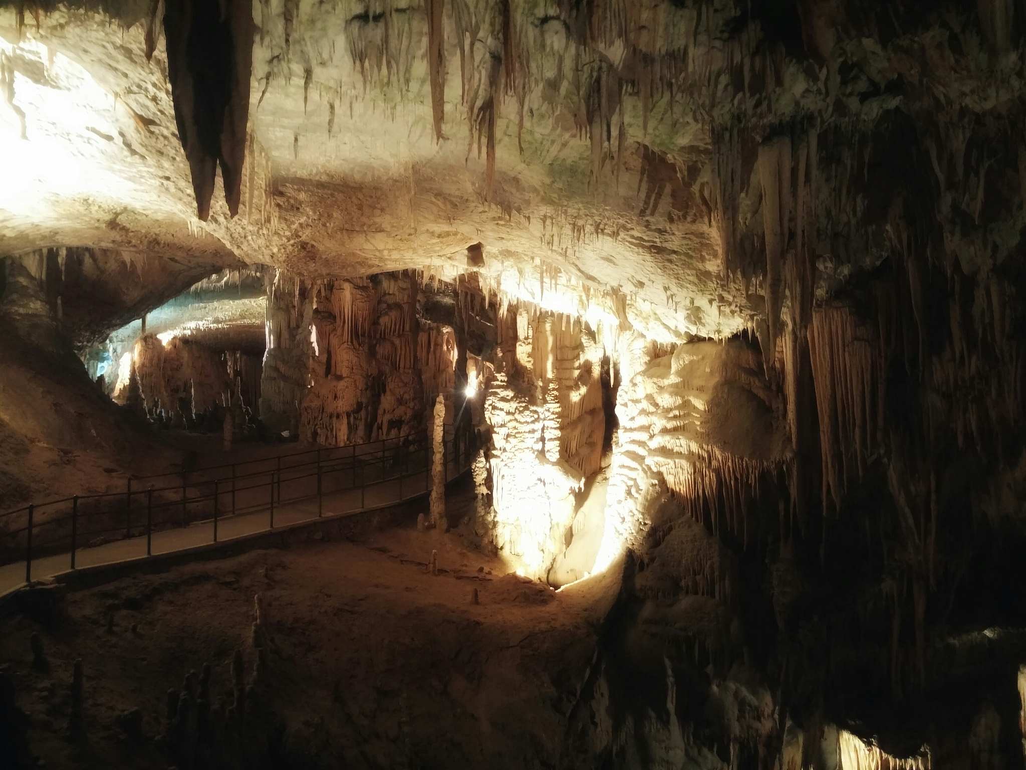 high angle view of illuminated postojna cave