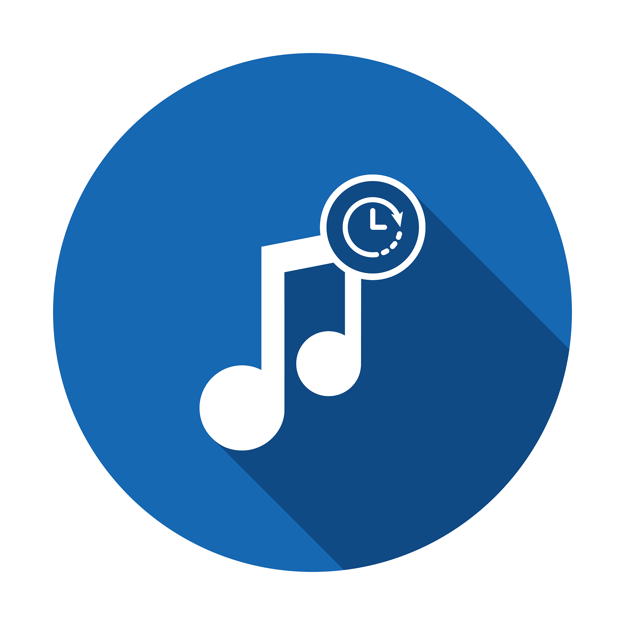 music icon with clock sign. music icon and countdown, deadline, 