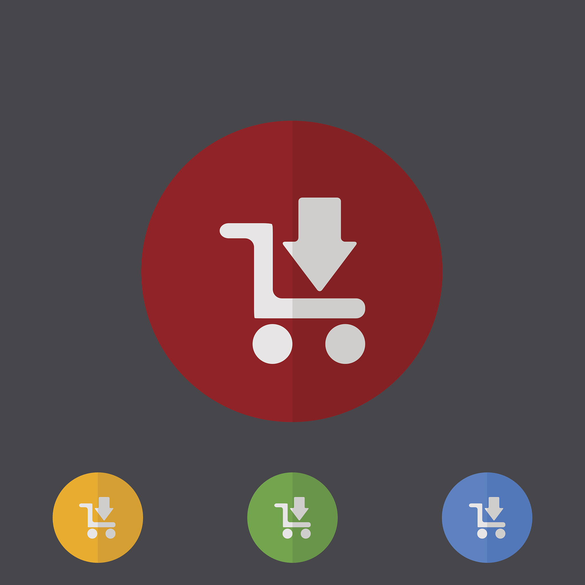 vector modern circle icons set on gray