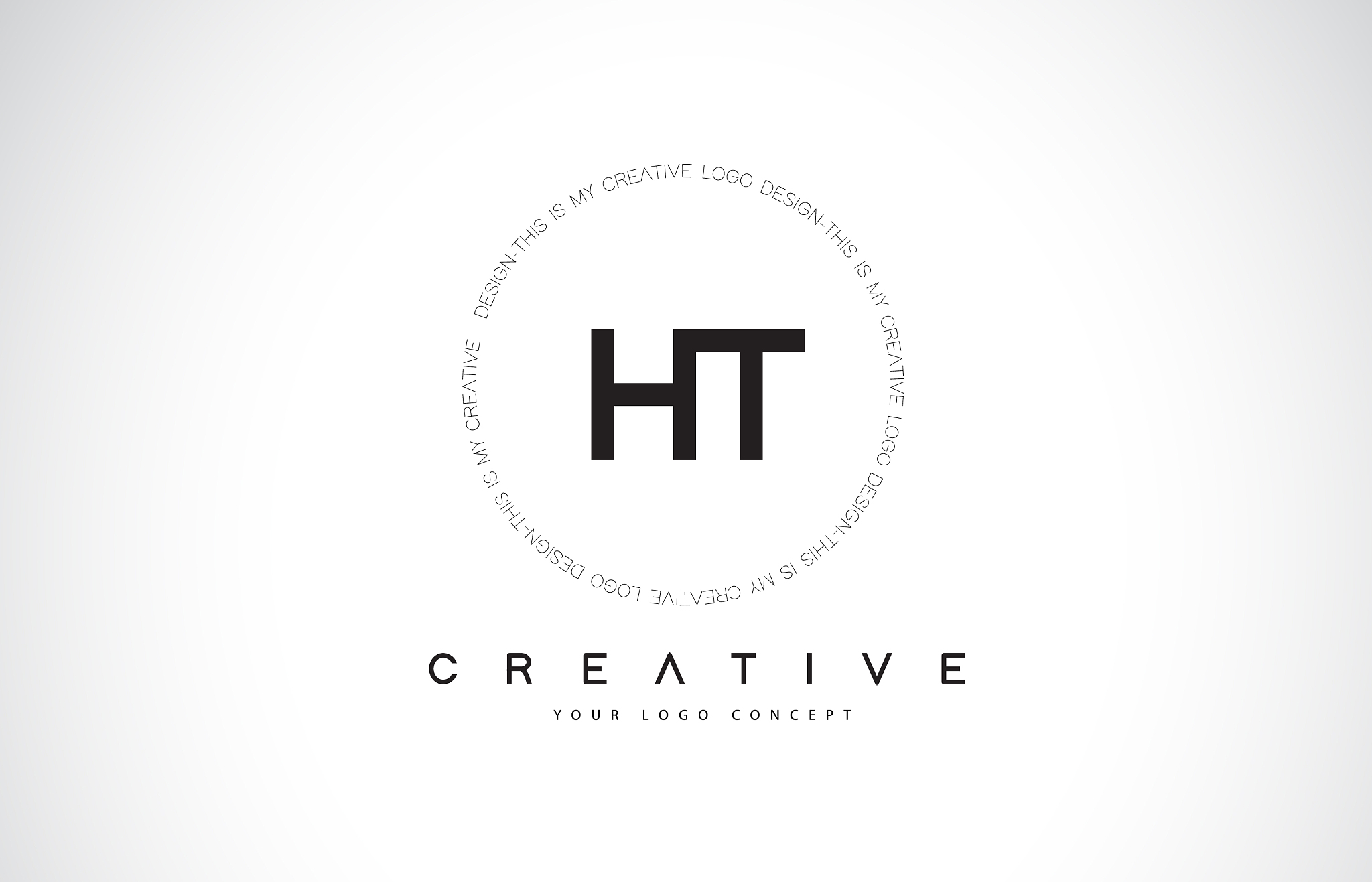 ht h t logo design with black and white creative
