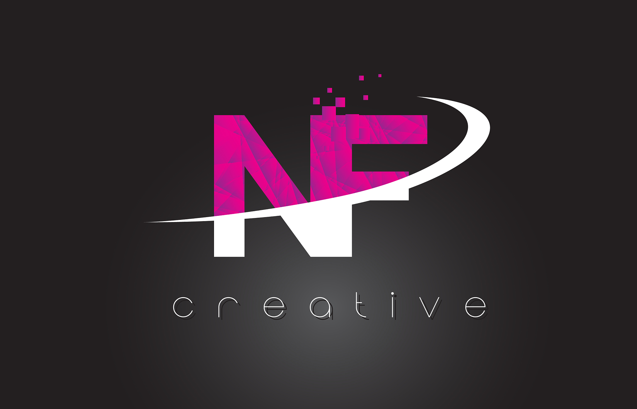 nf n f creative letters design with white pink