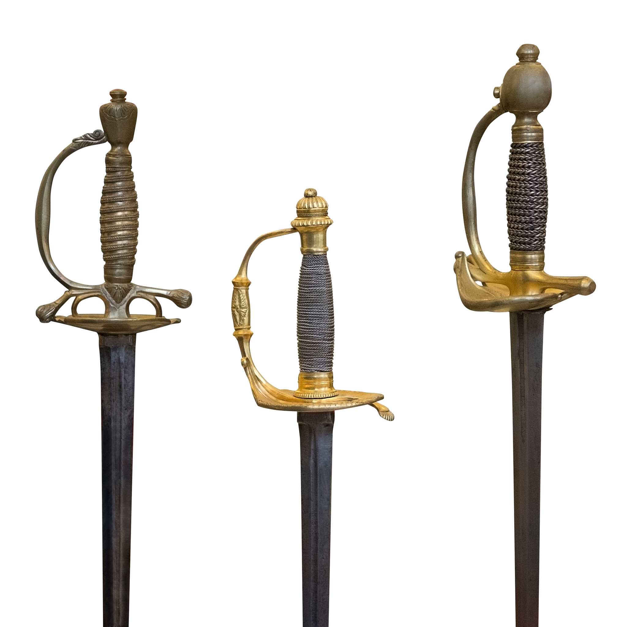 handle the old swords isolated on white background