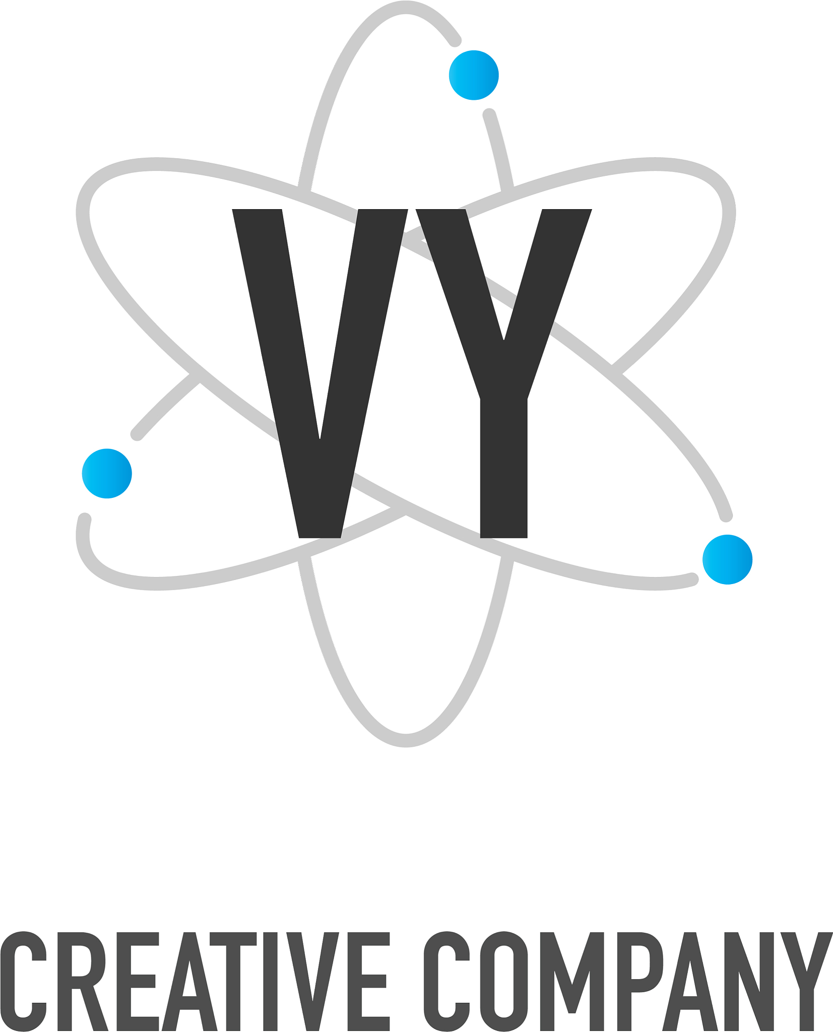 initial letter vy atom neutron design logo