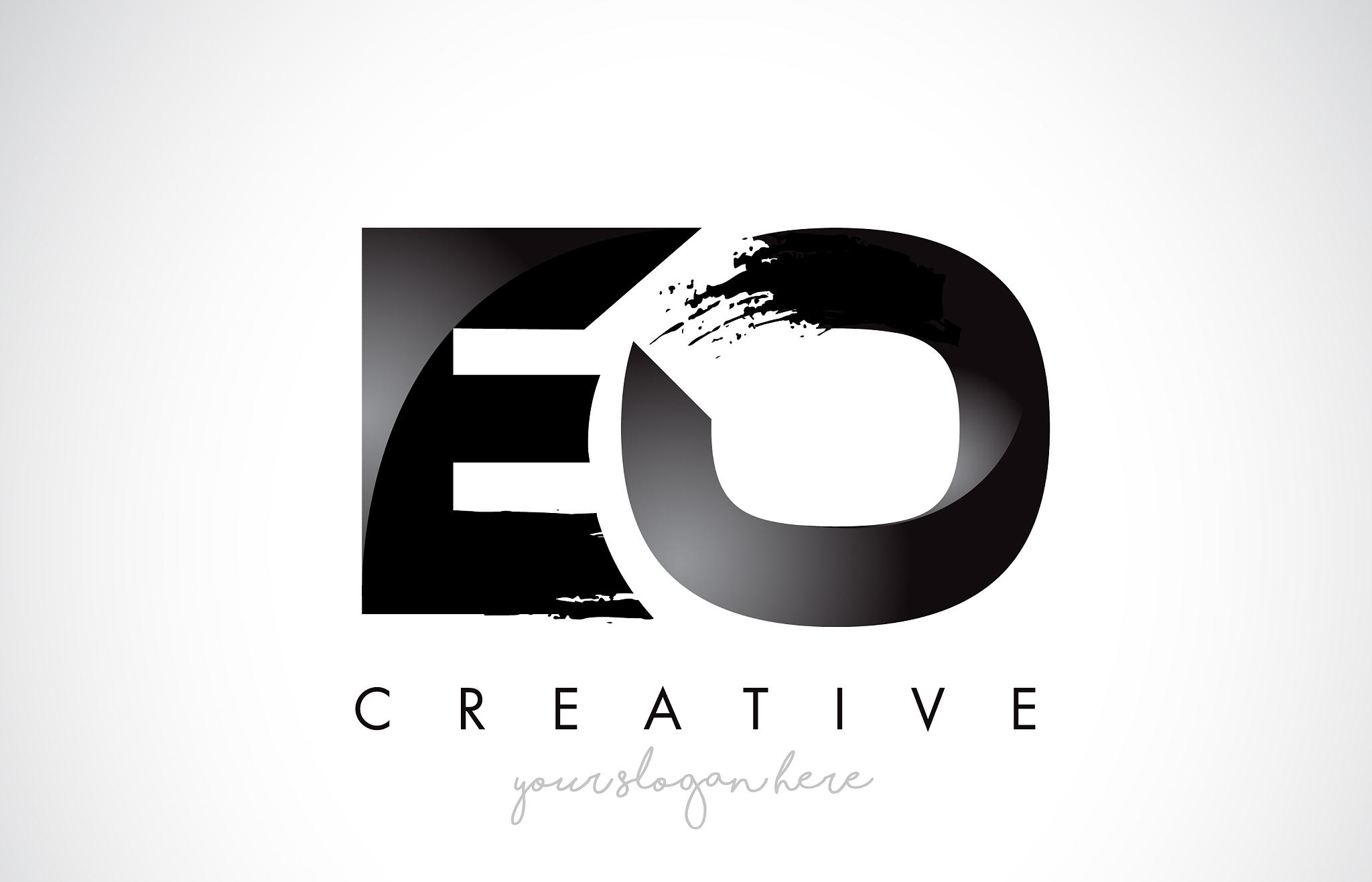 eo letter design with brush stroke and modern 3d