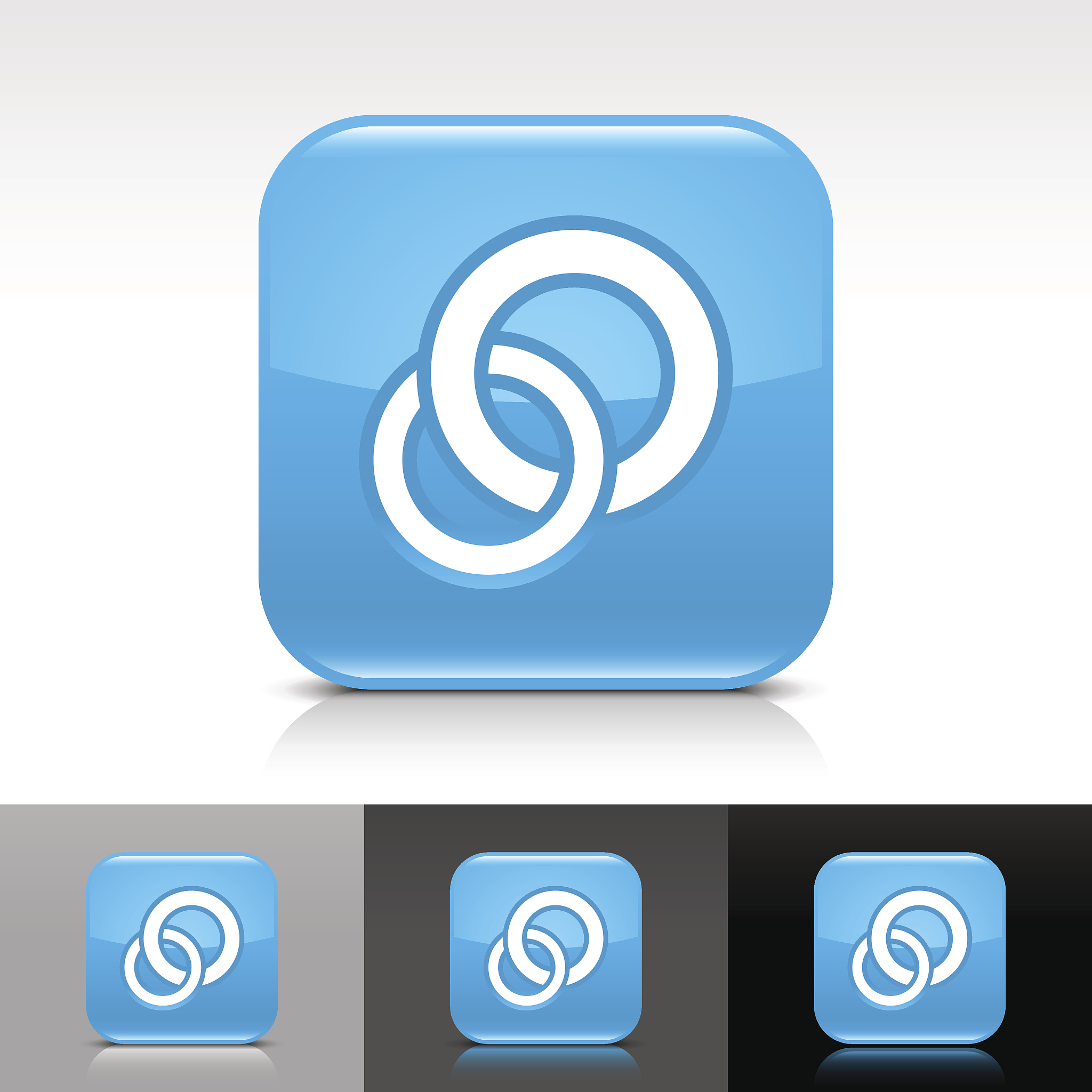 blue icon circles sign glossy rounded square web button