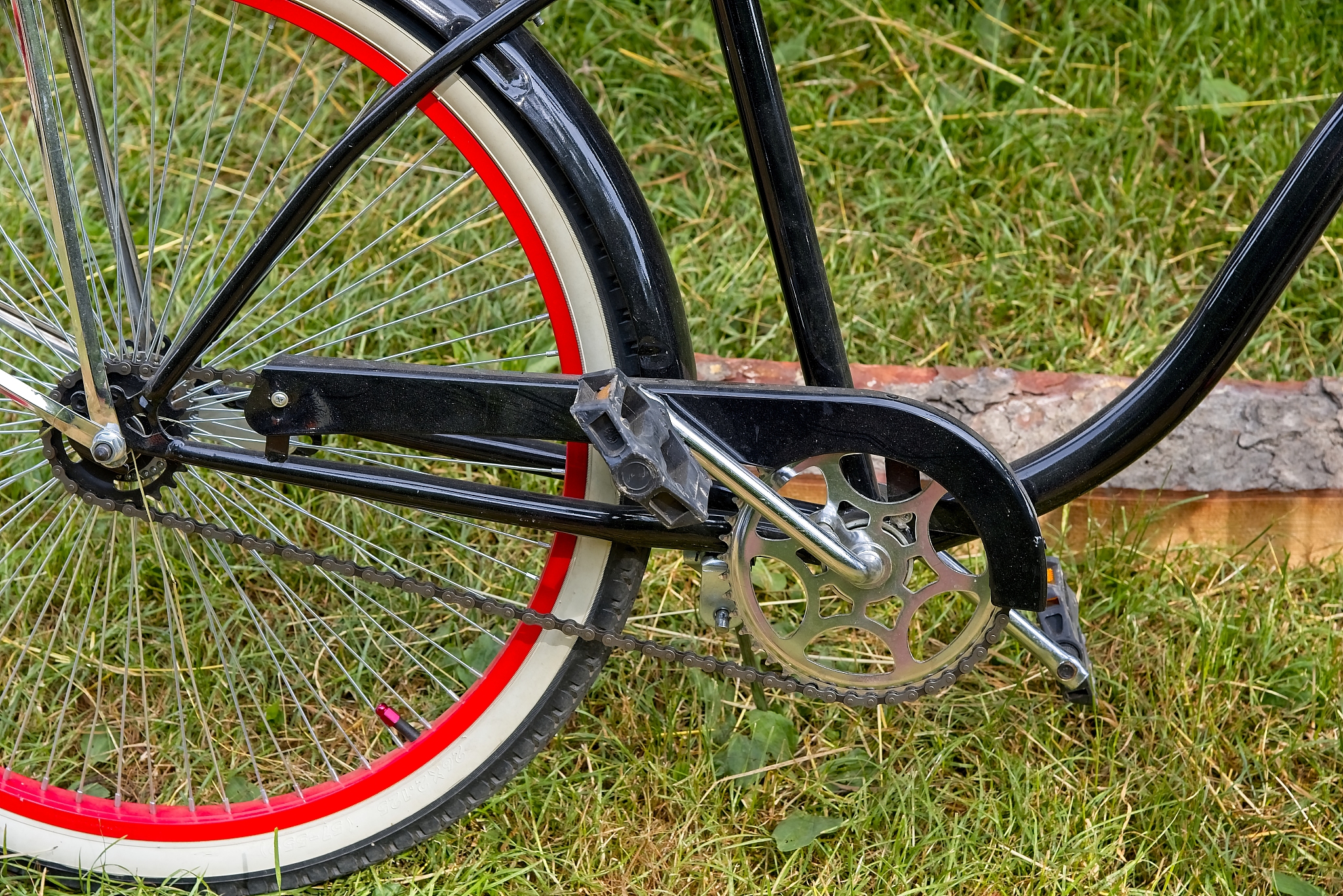 detail of a stylish black bicycle