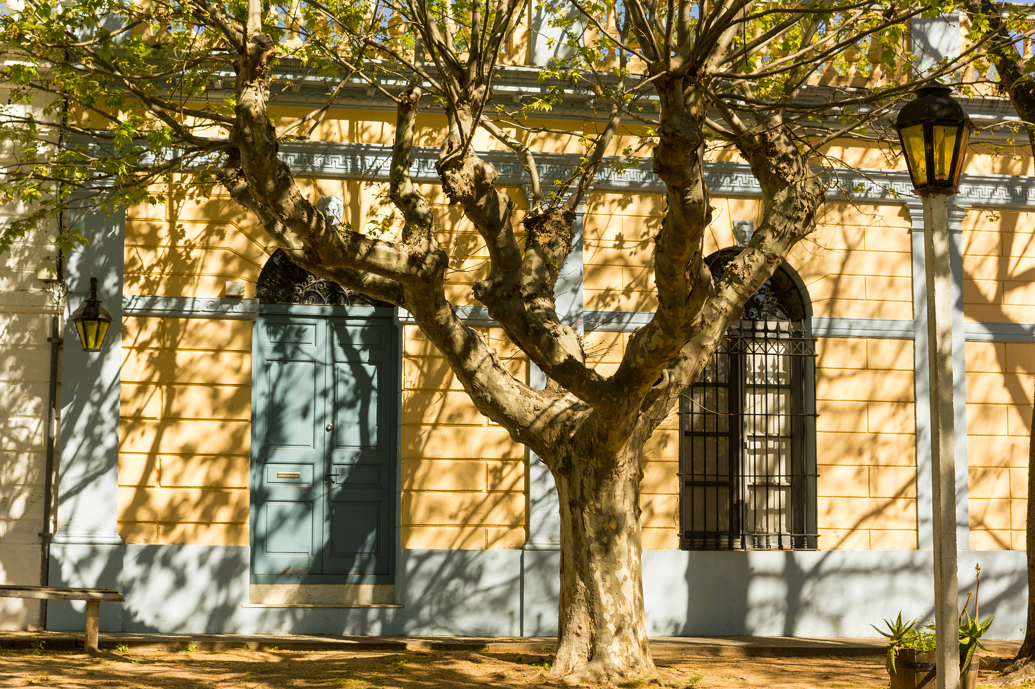 facade of an old portuguese colonial building, in the city of co