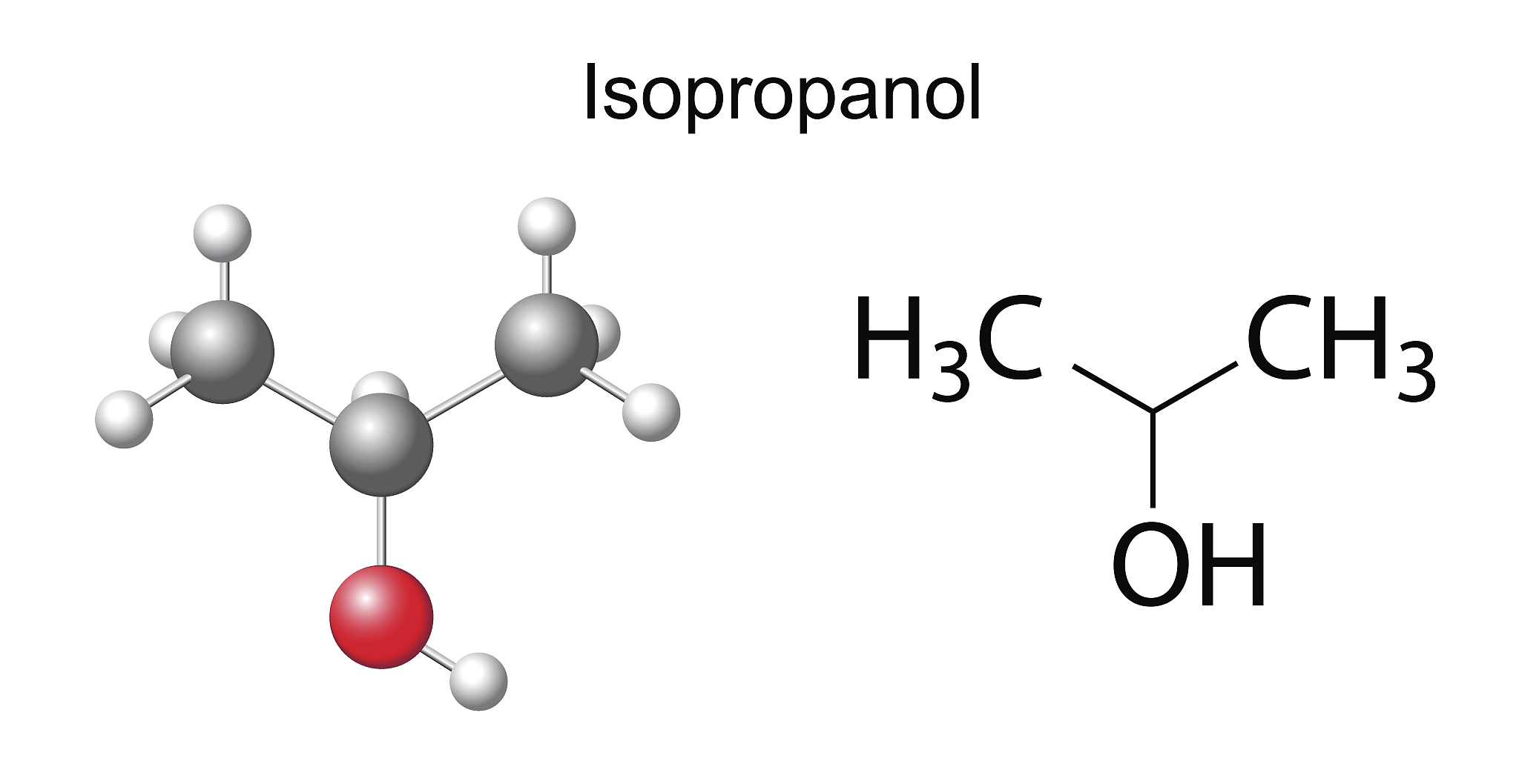 structural chemical formula of isopropanol molecule