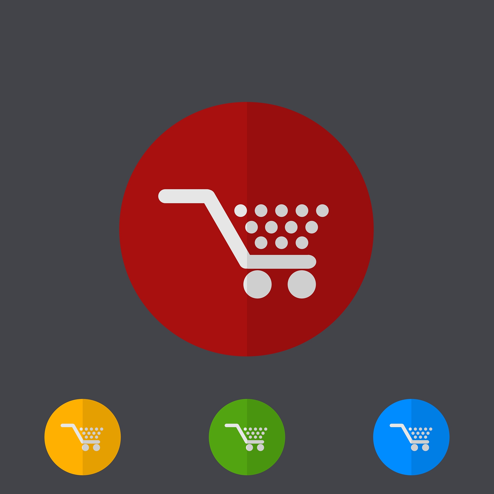 modern circle icons set on gray
