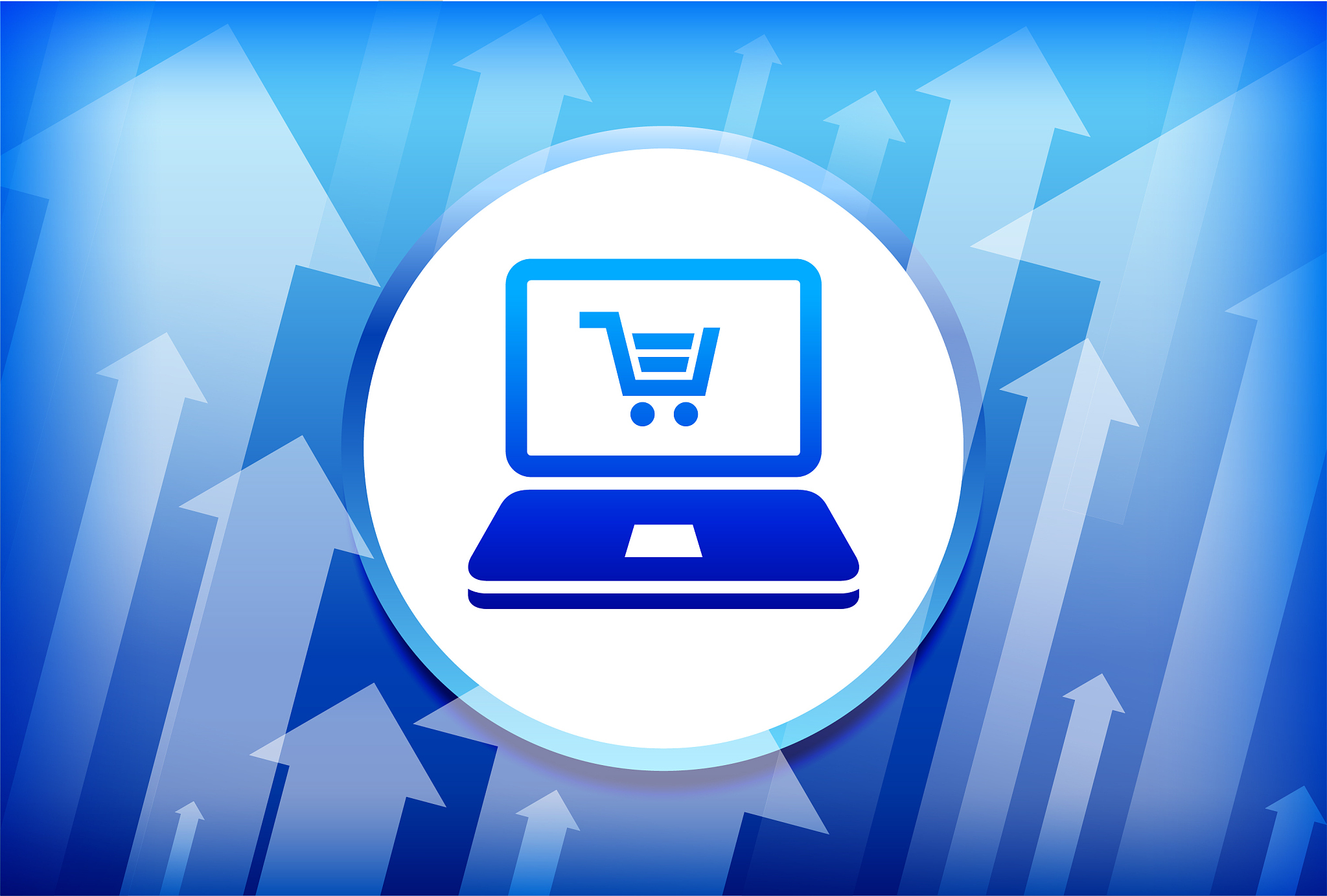 online shopping blue up arrows background