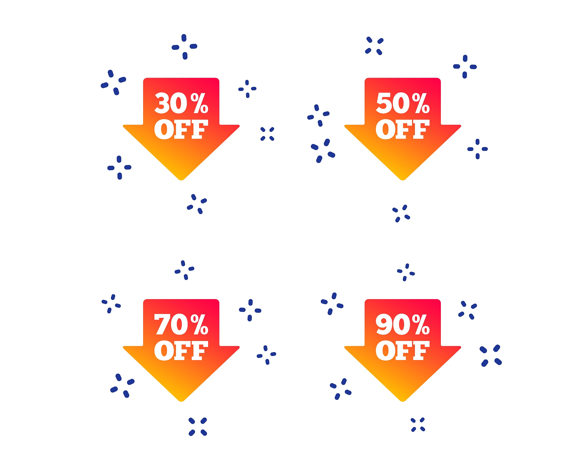 sale arrow tag icons. discount off symbols. vector