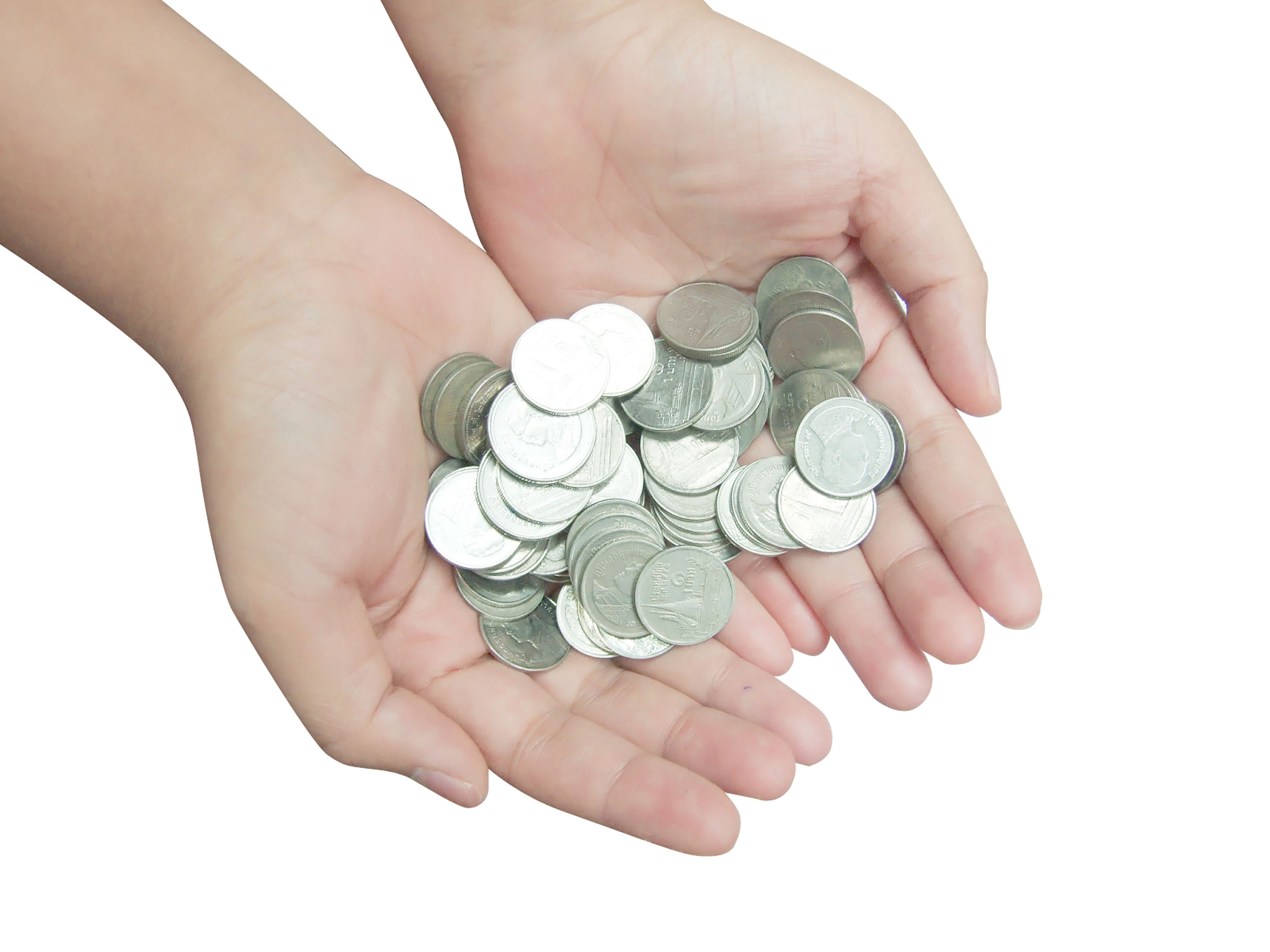 hand and coin