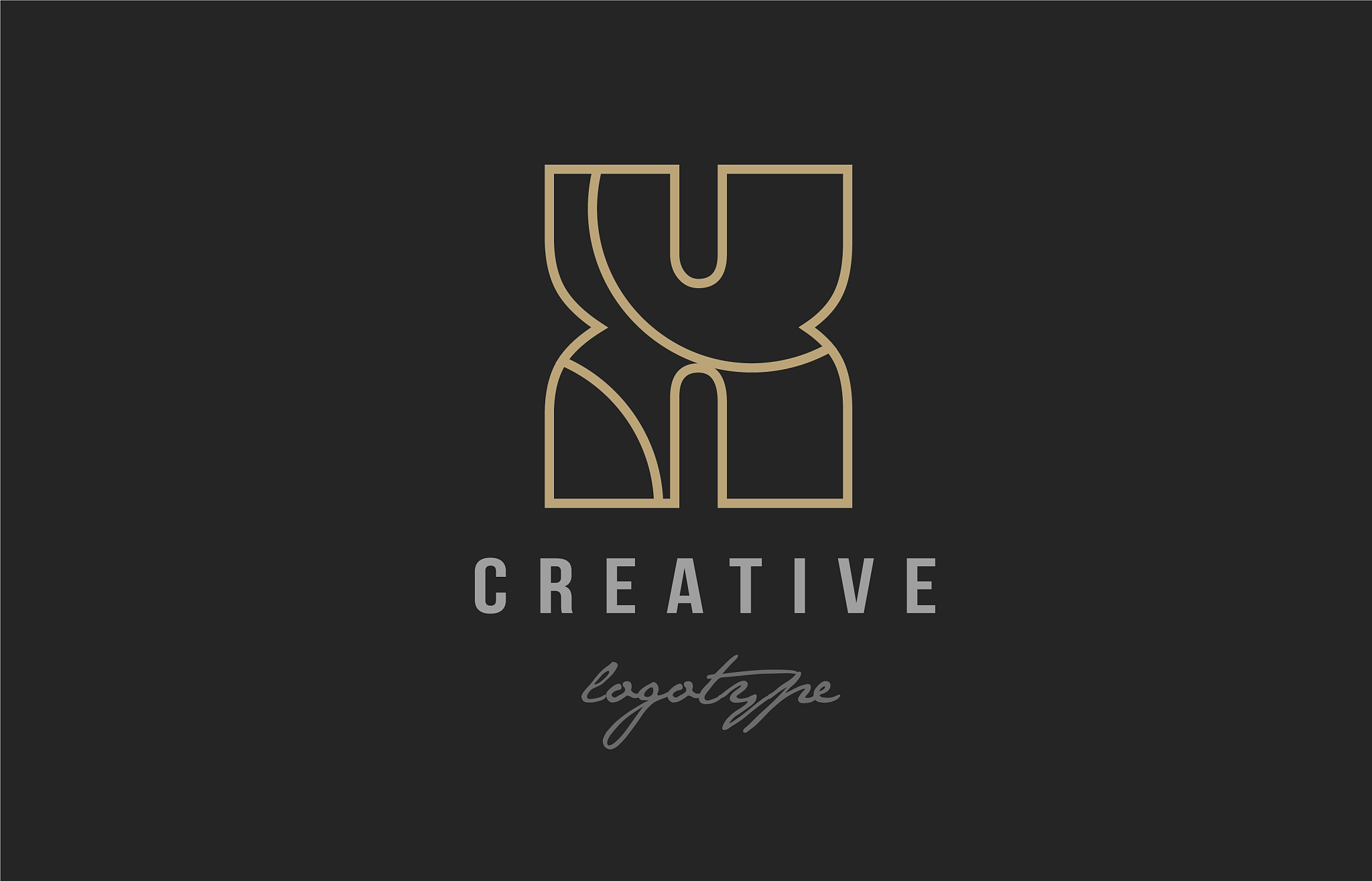 black and yellow gold alphabet letter x logo