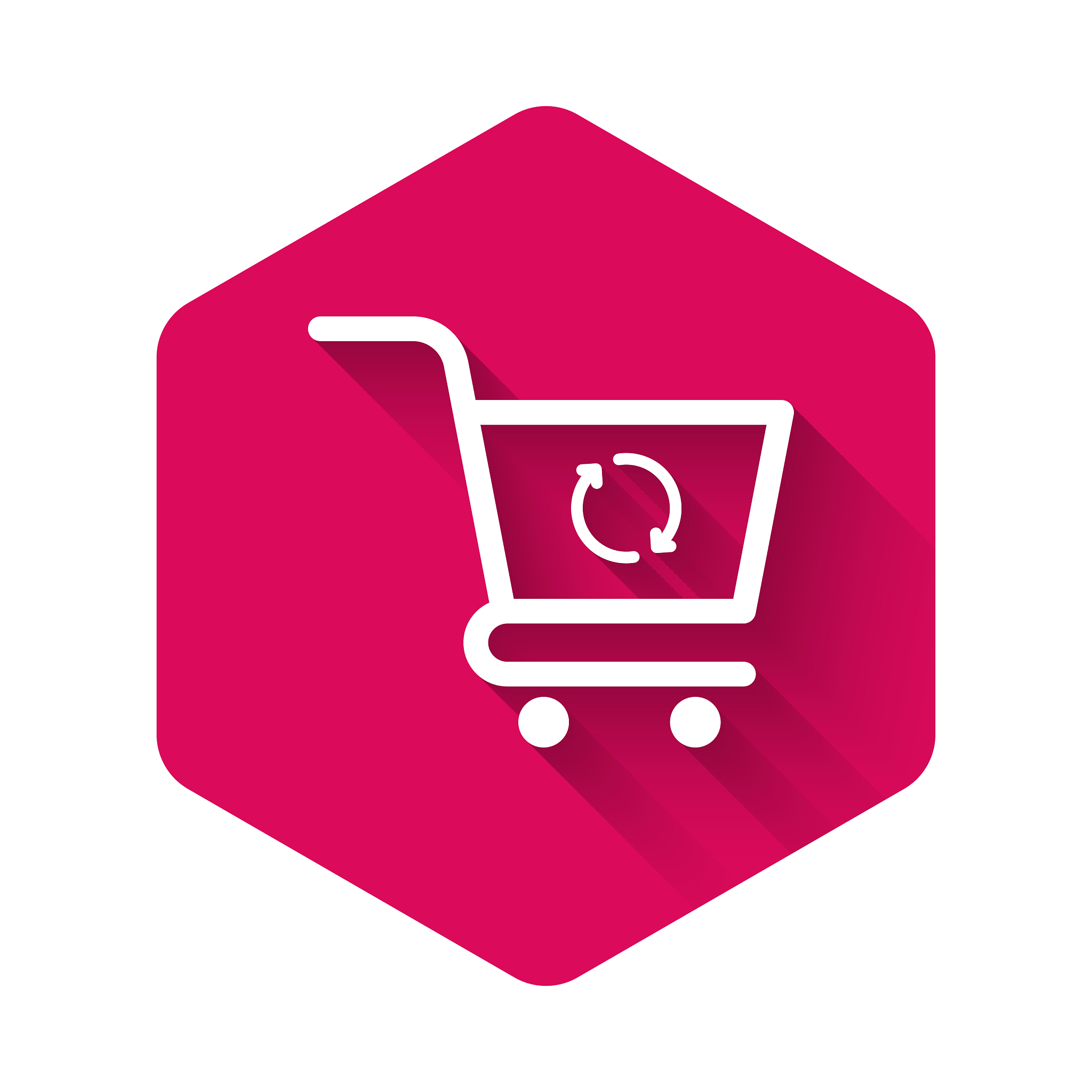 white refresh shopping cart icon isolated with