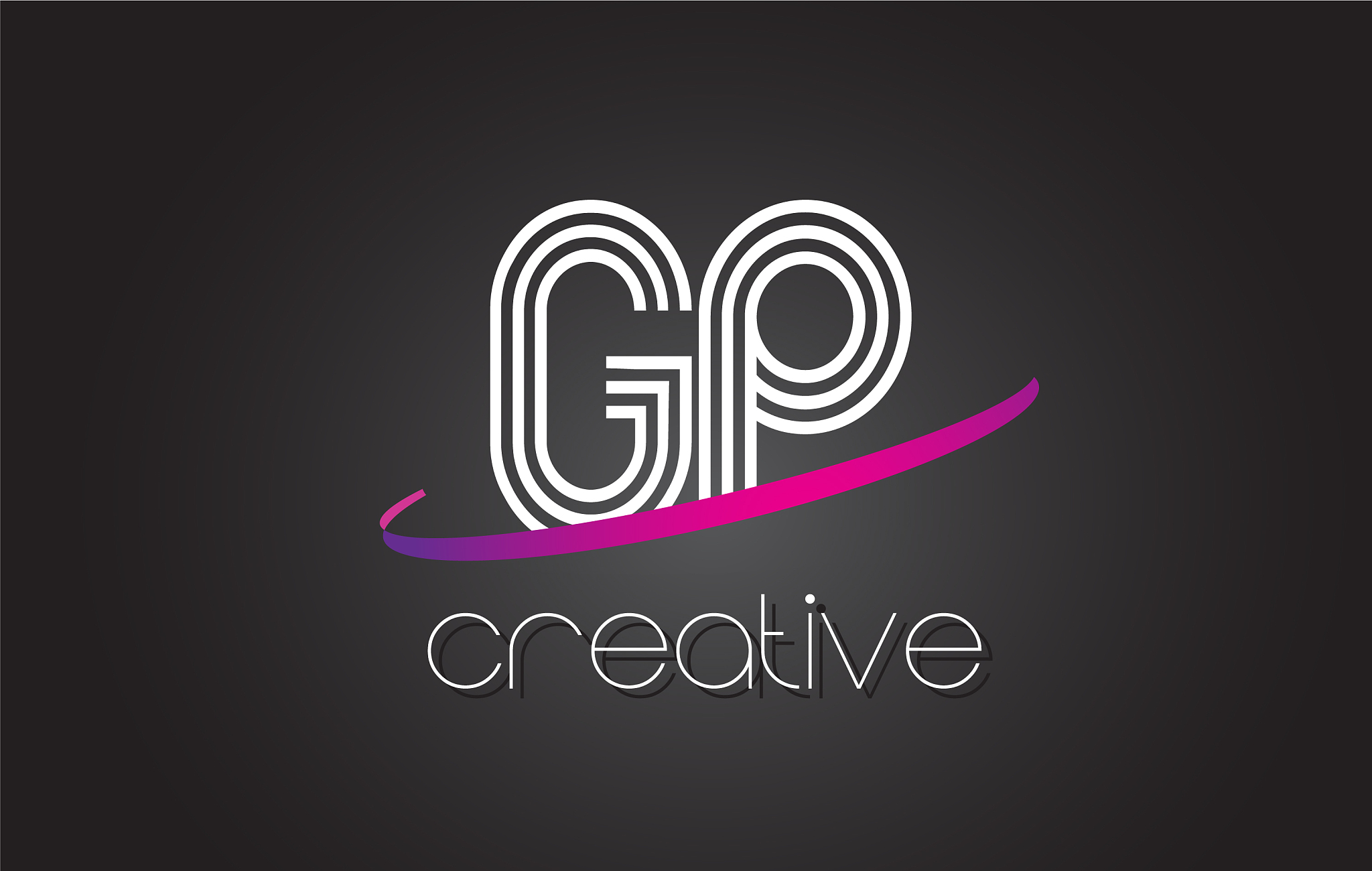gp g p letter logo with lines design and purple