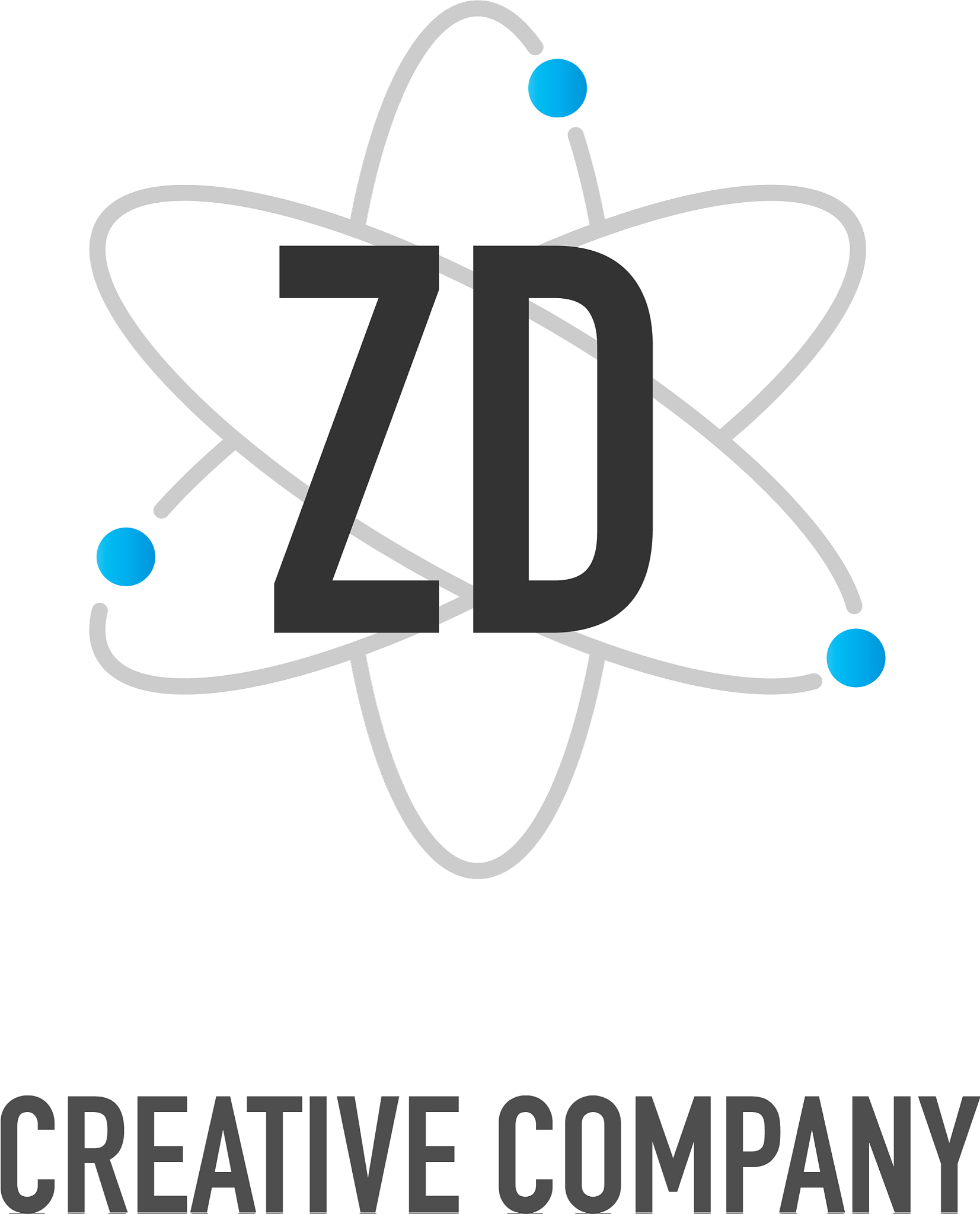 initial letter zd atom neutron design logo