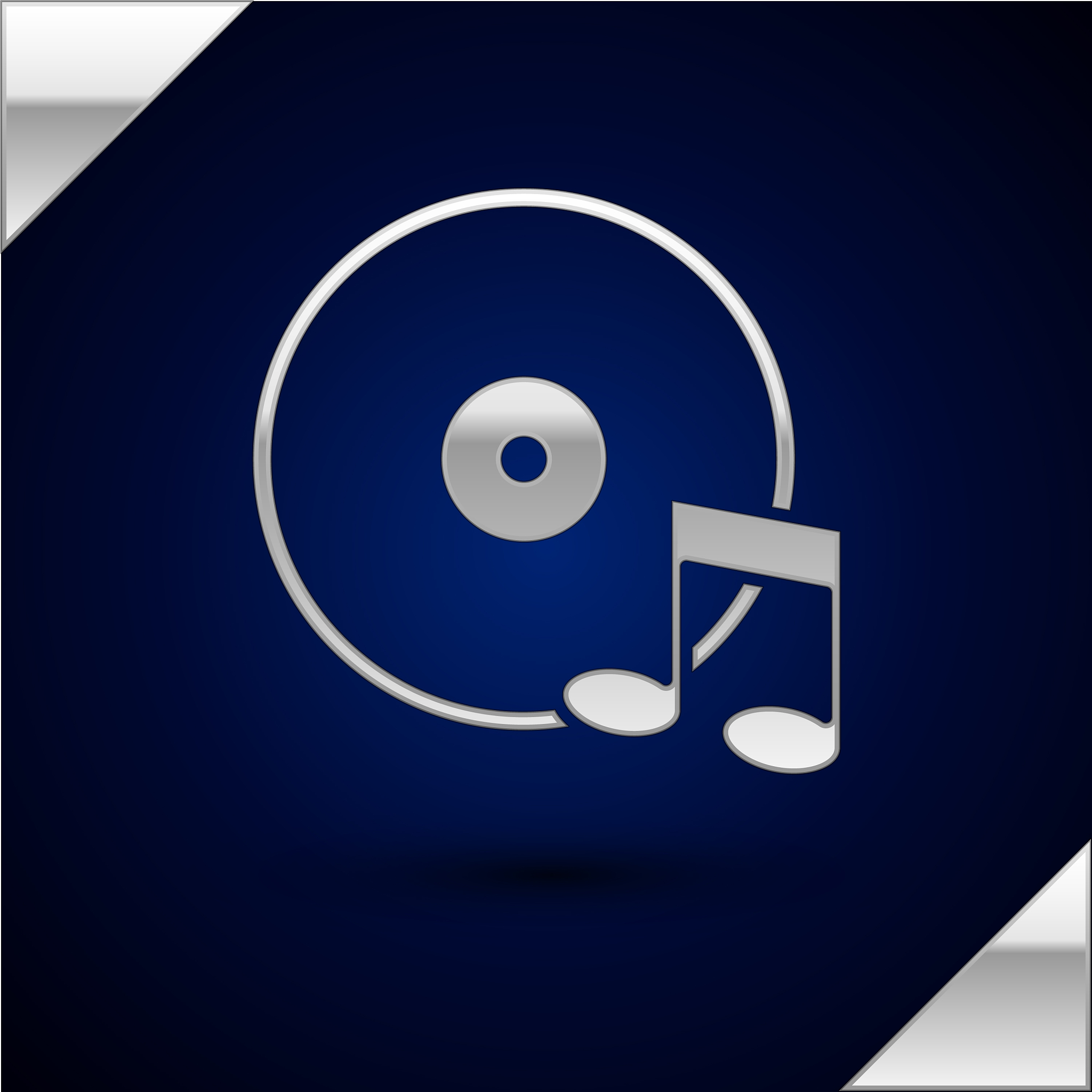 silver vinyl disk icon isolated on dark blue