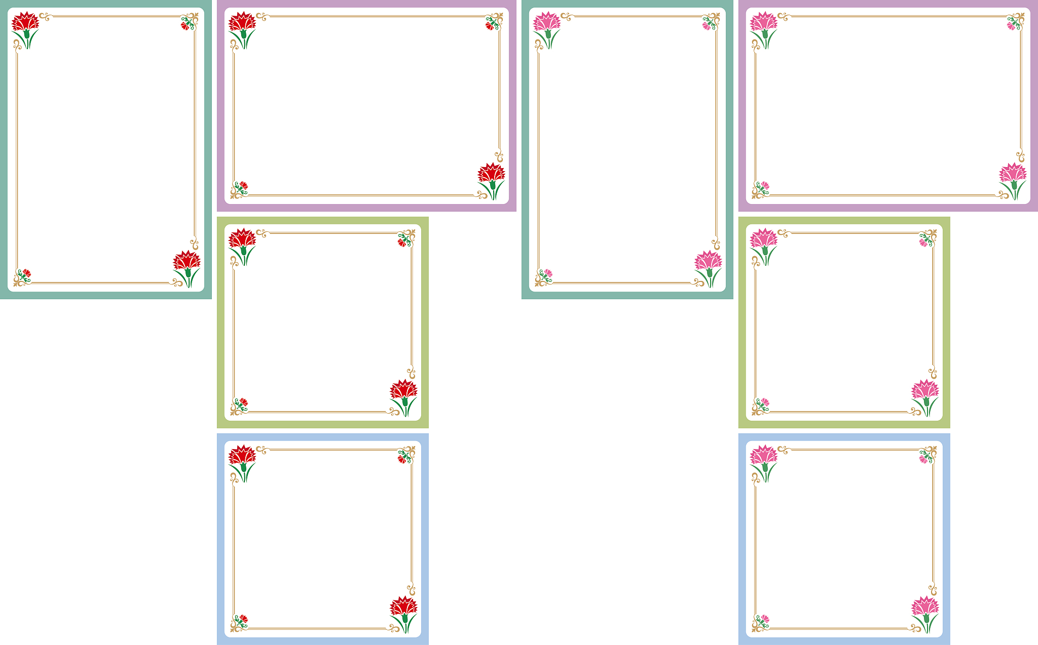 carnation themed background.a frame that gave a change in size t