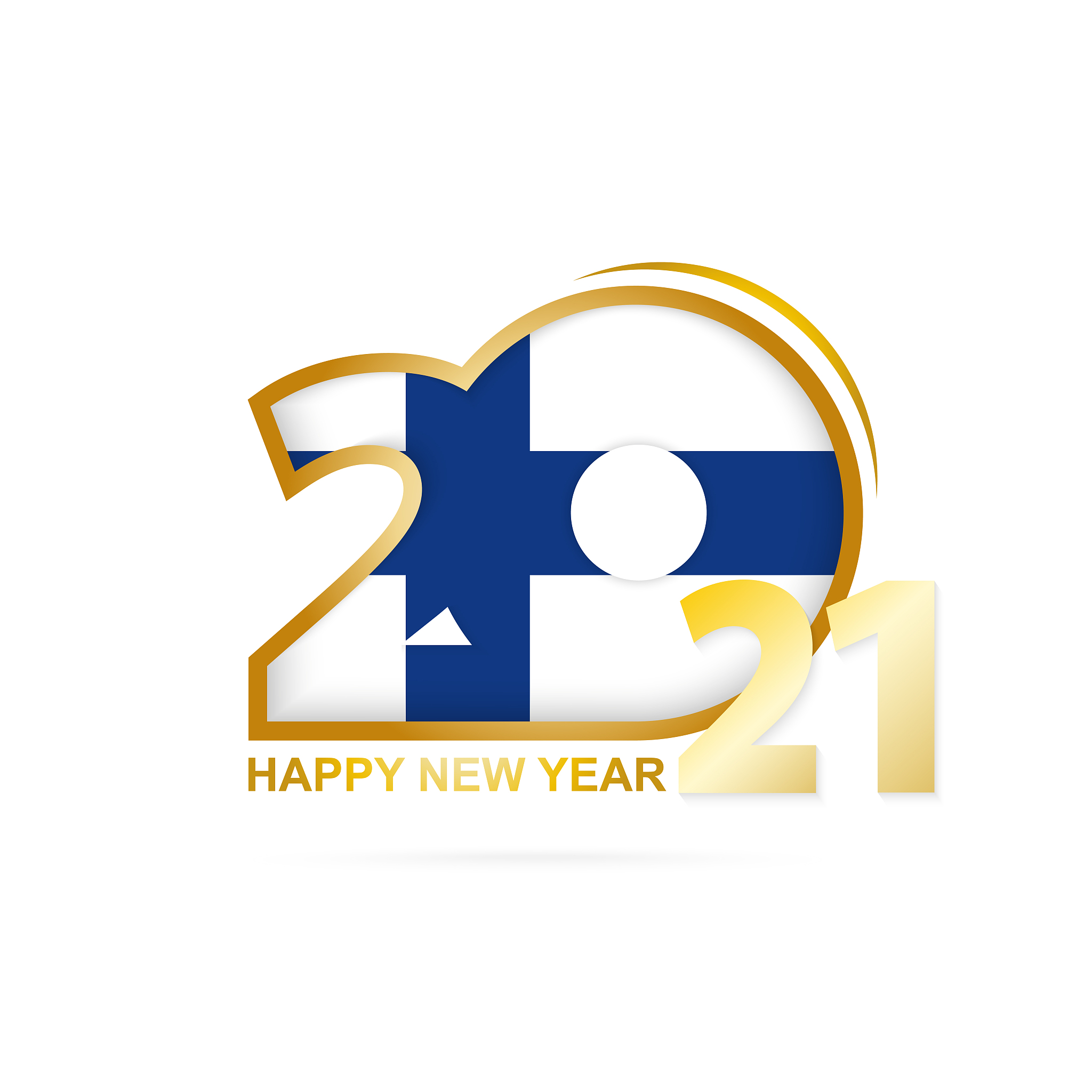 year 2021 with finland flag pattern. happy new year design.