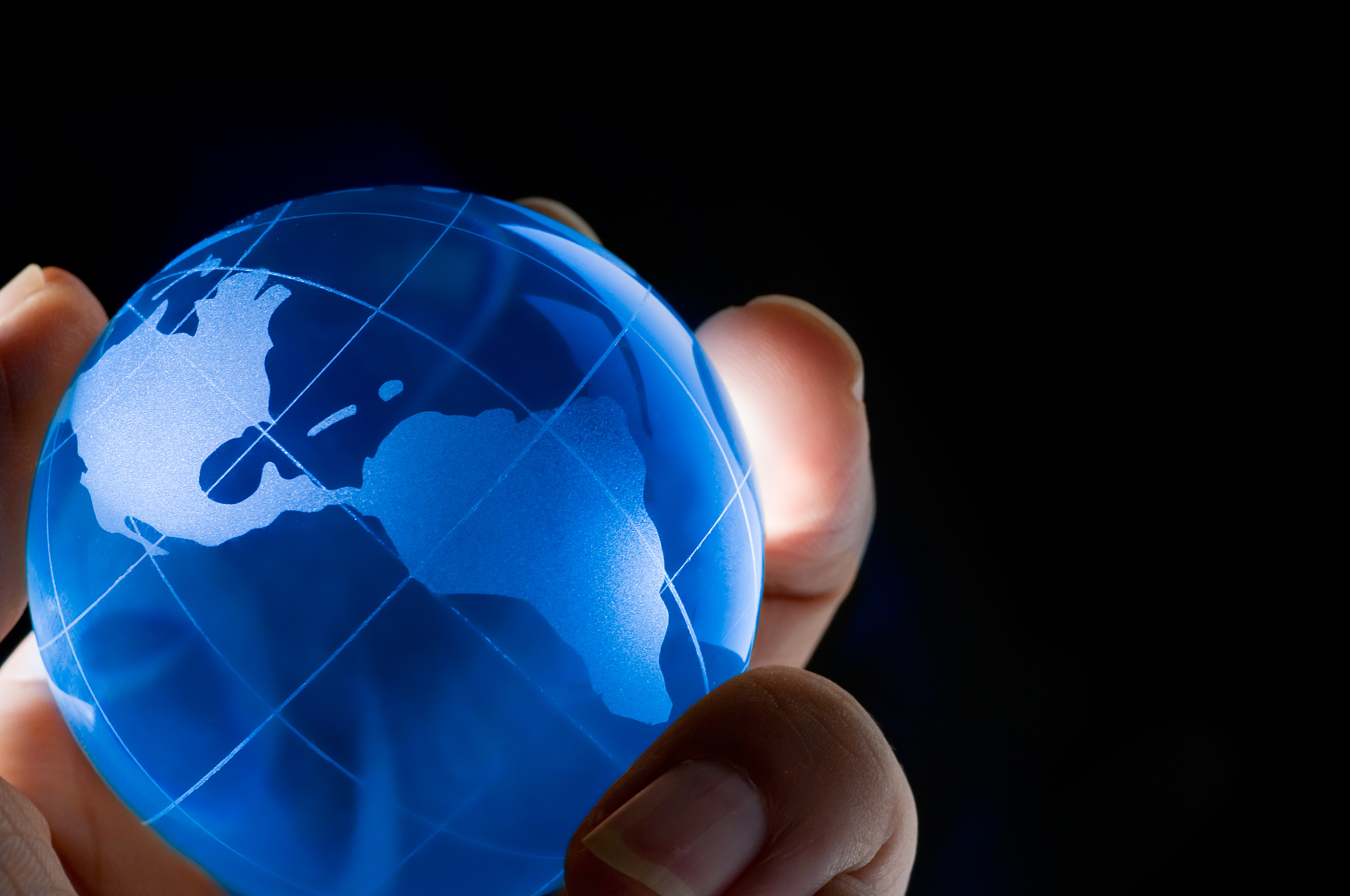blue glass world globe