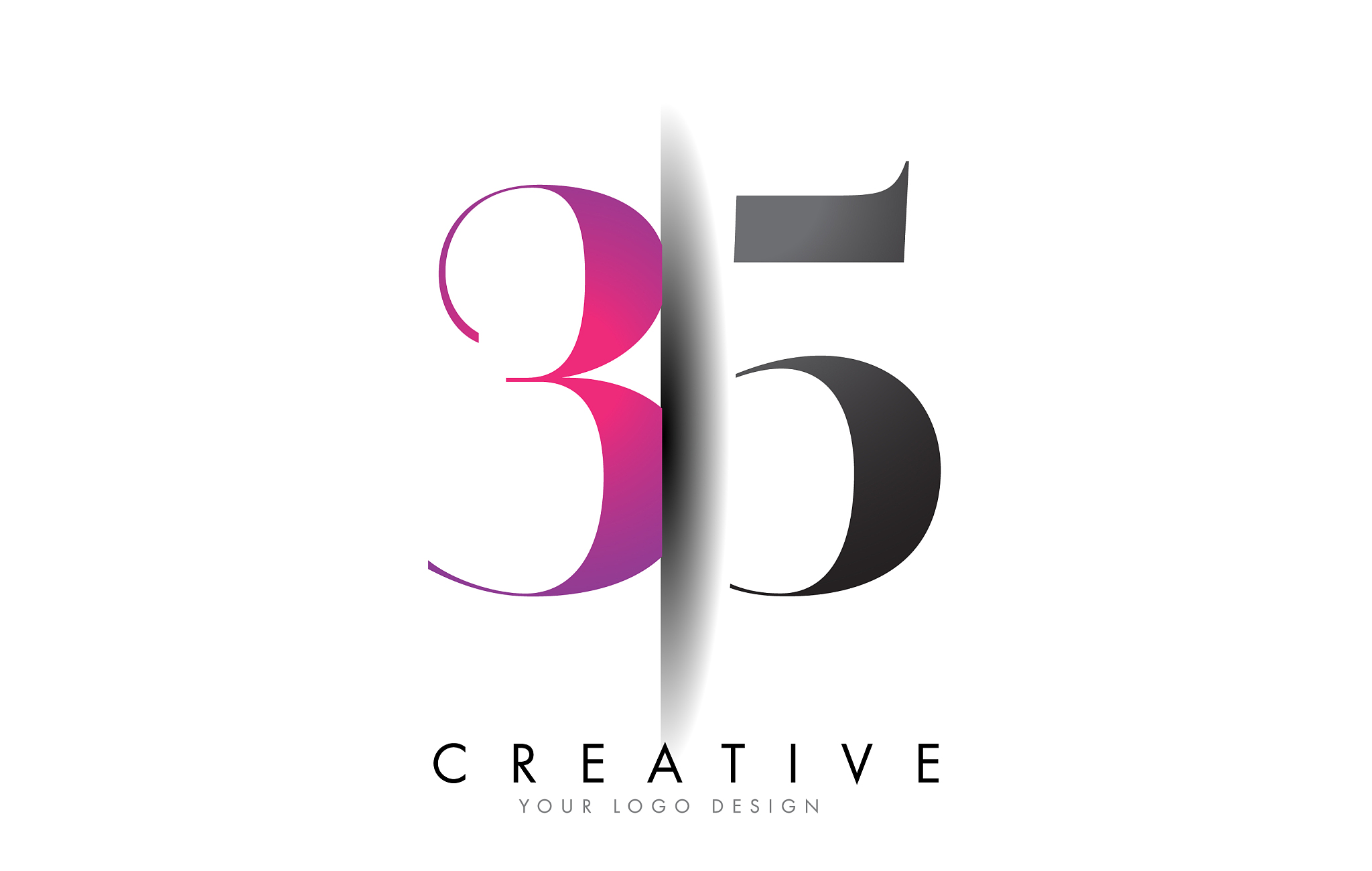 35 3 5 grey and pink number logo with creative
