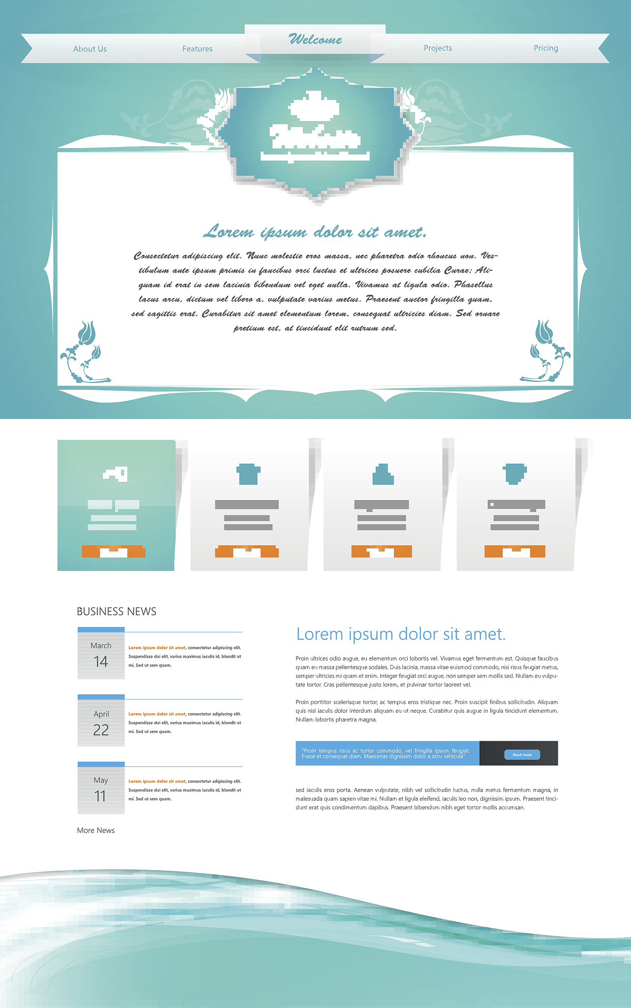 one page website template design