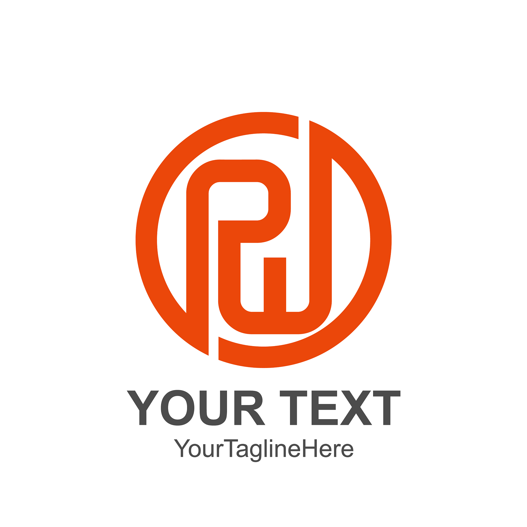 initial letter pw logo template colored orange