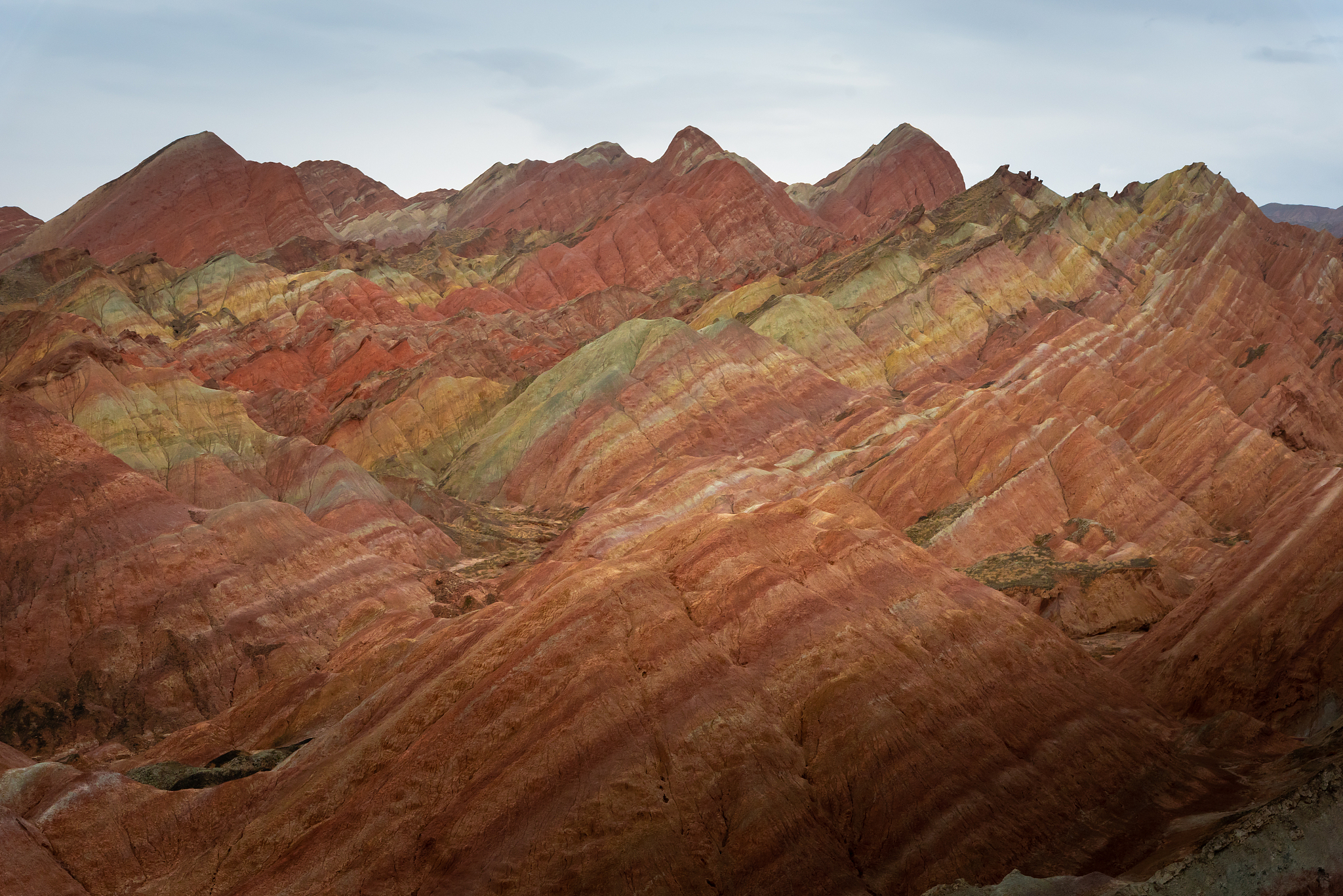 view of the rainbow mountain in zhangye national geopark, china