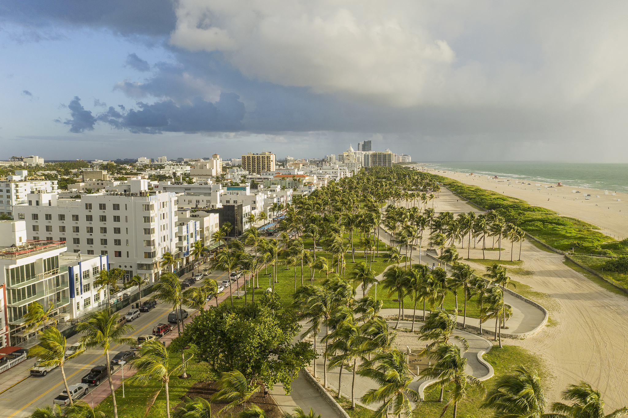 miami beach. aerial view of south beach.