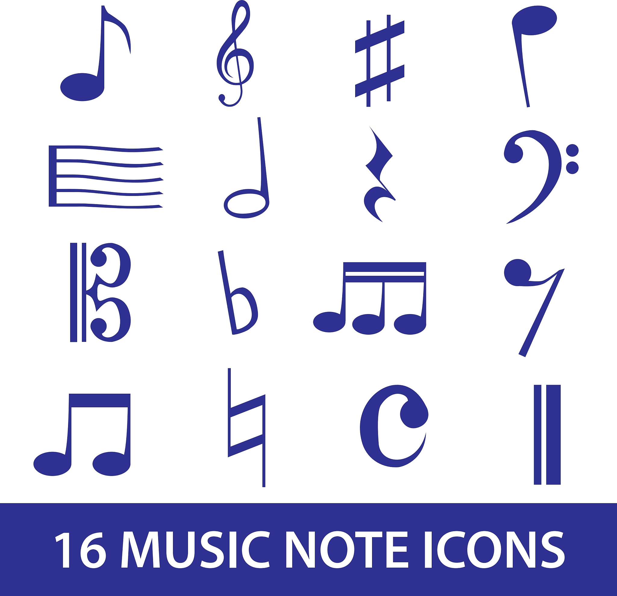 music note icon set eps10