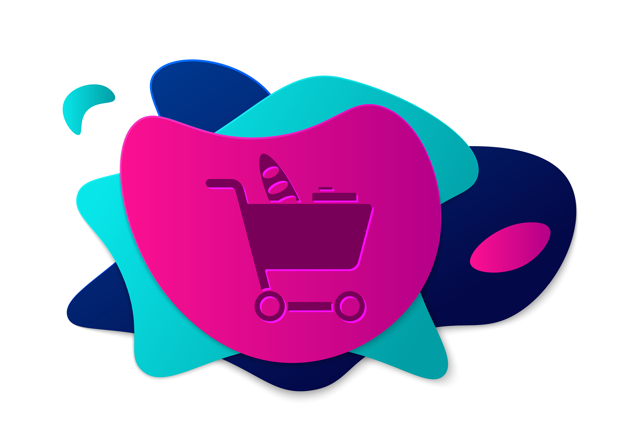 color shopping cart and food icon isolated on