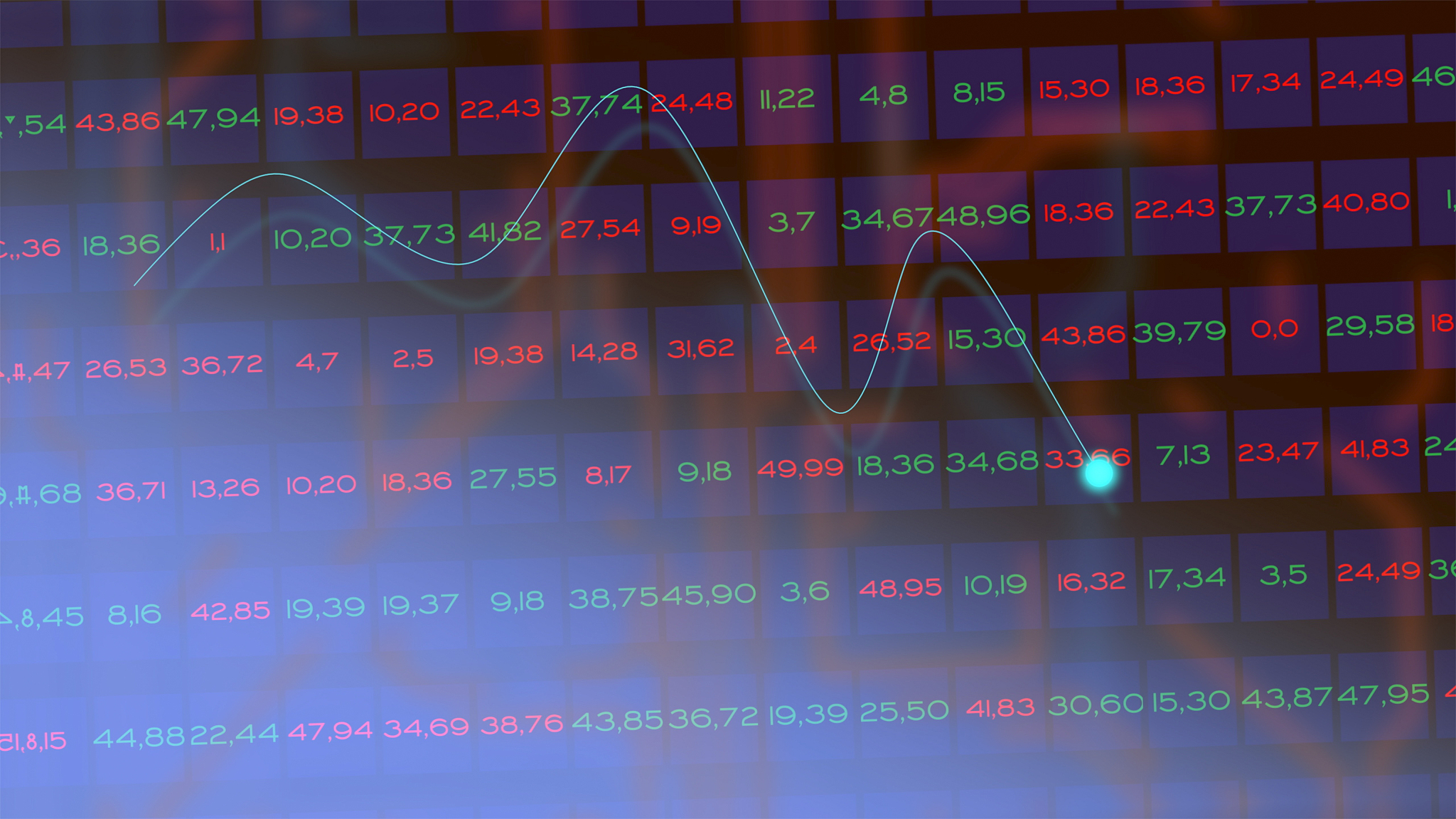 electronic chart going up and down showing stock market rates.