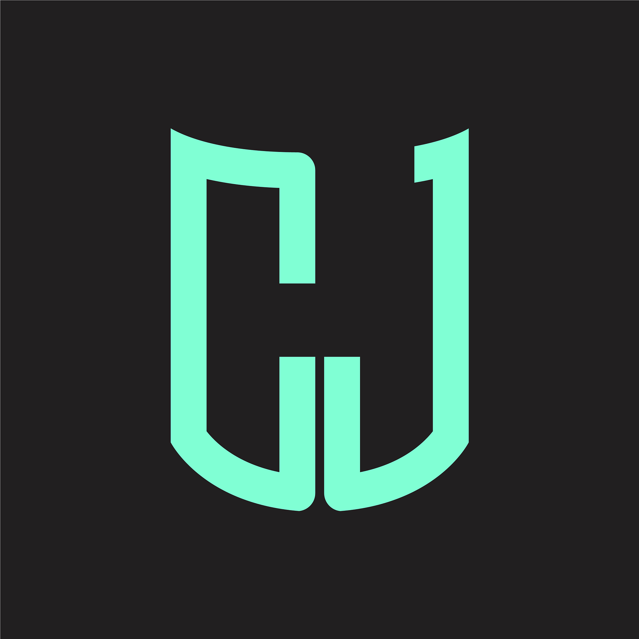 cj logo monogram with ribbon style design template