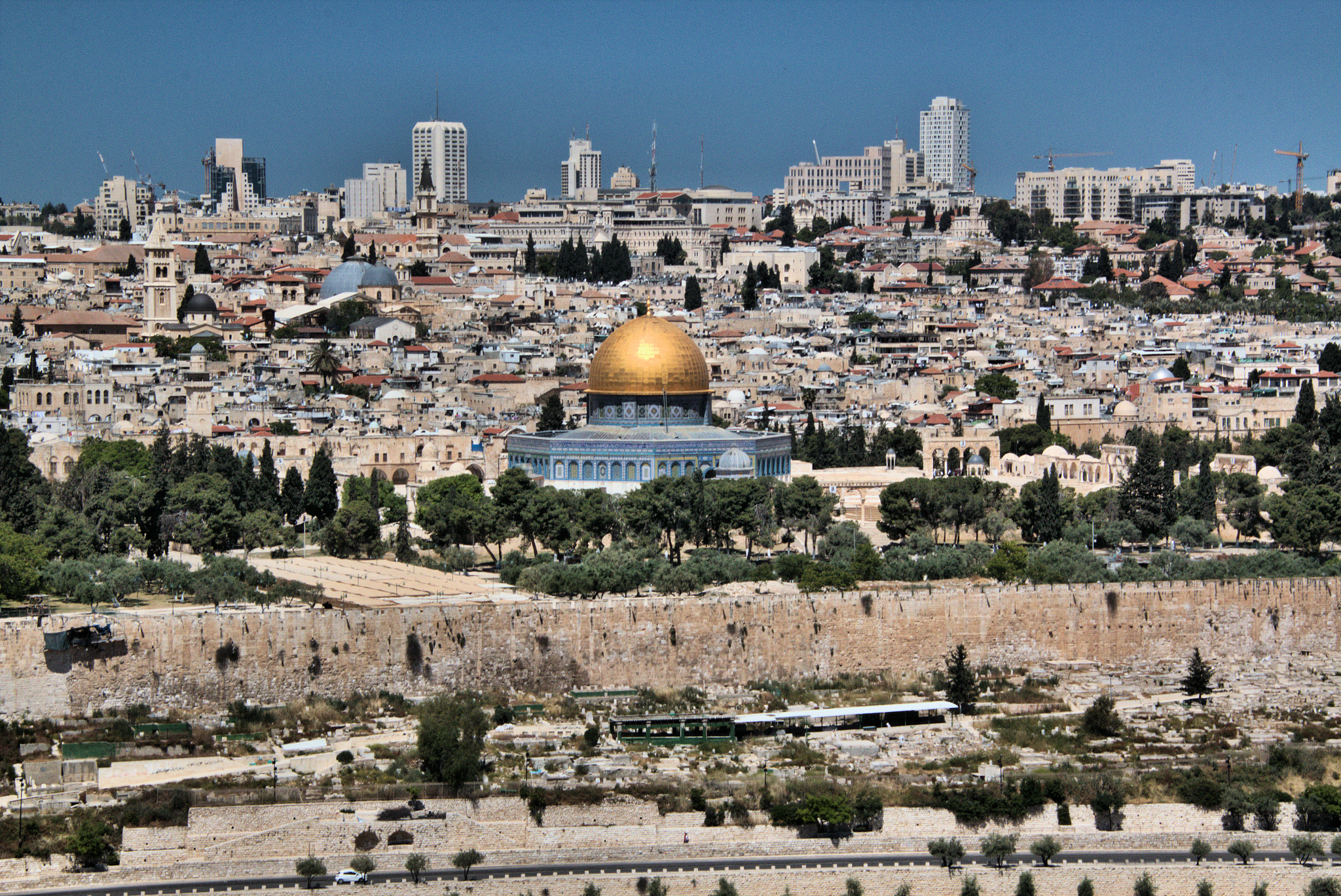 a view of jerusalem and the dome of the rock from the mountof ol