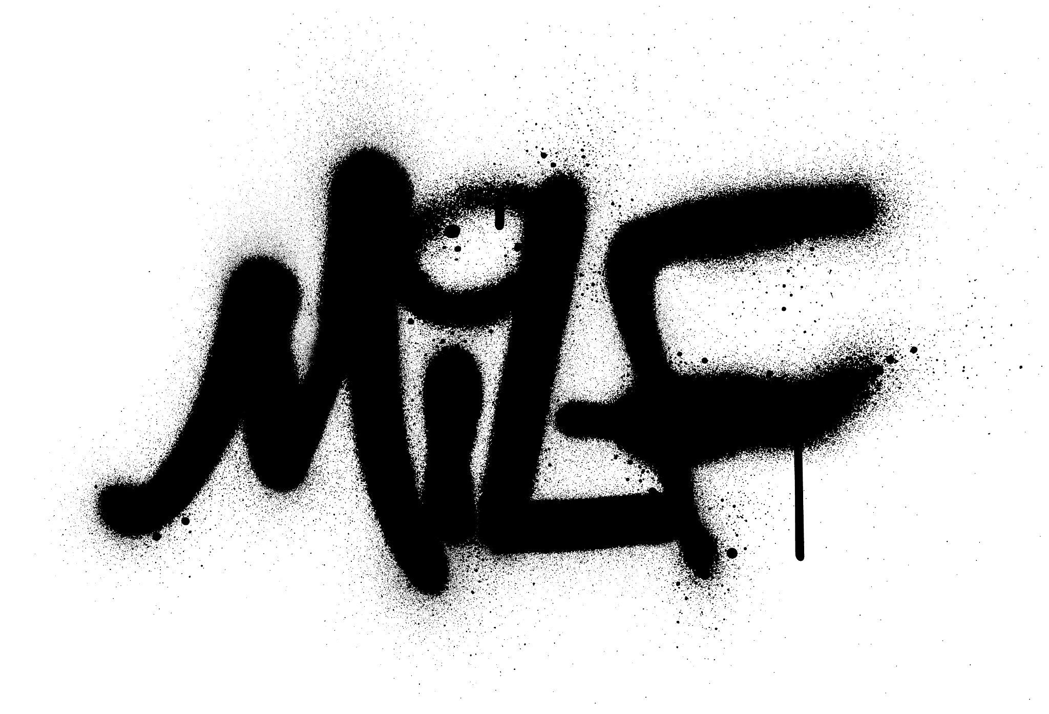 graffiti milf abbreviation sprayed in black over