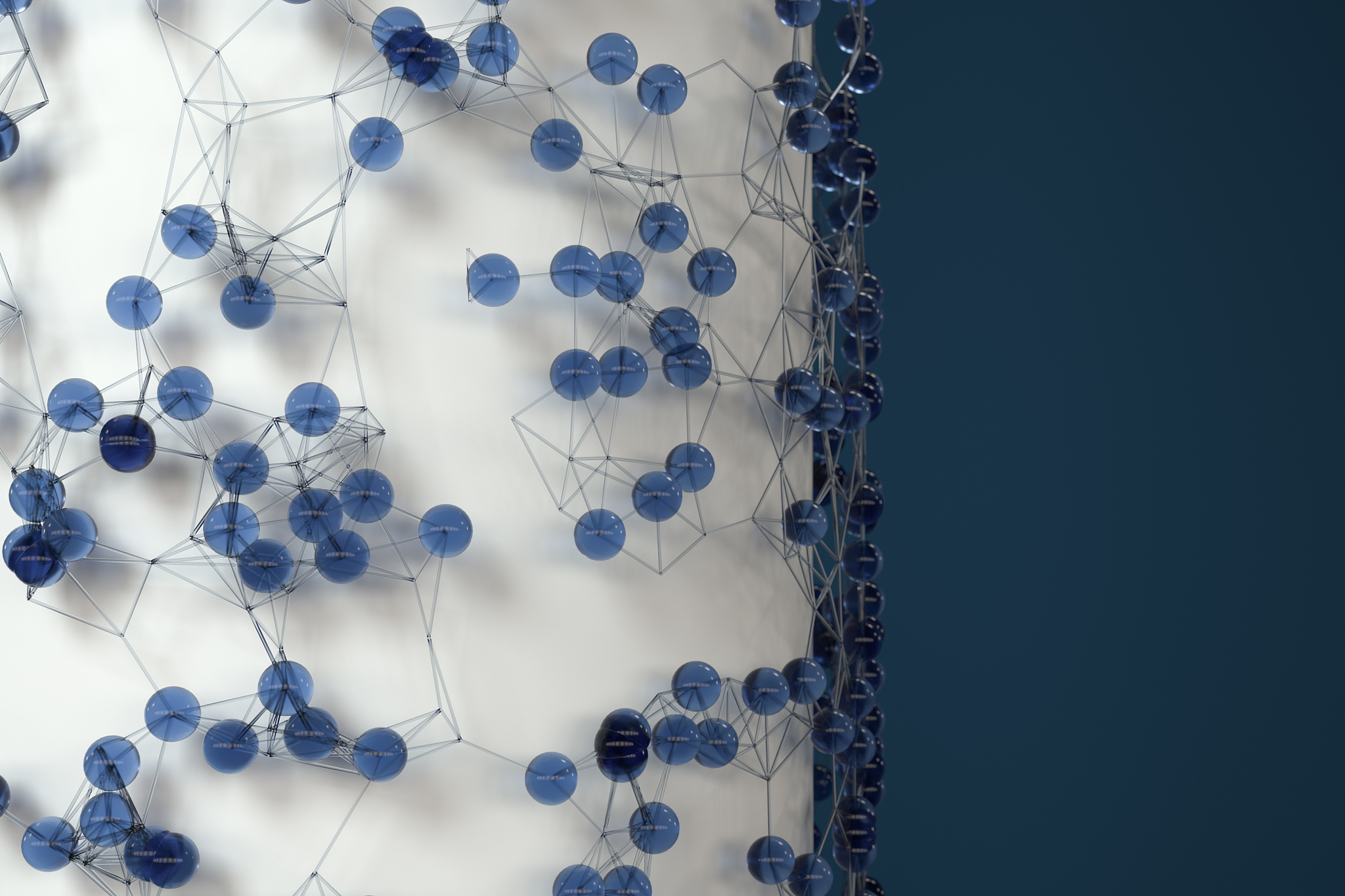 blue biology grid with connect constrains, 3d rendering.