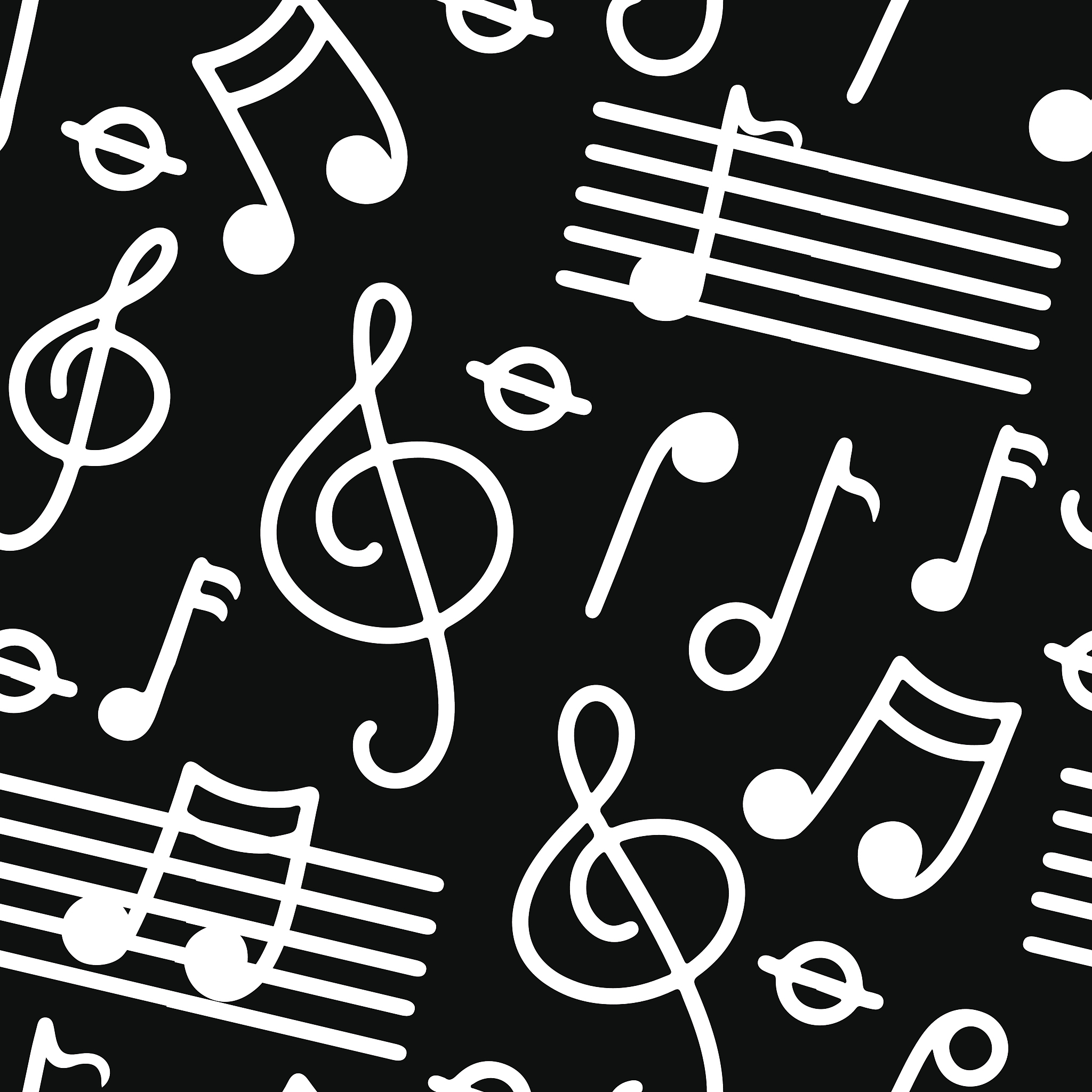 music seamless pattern in black and white