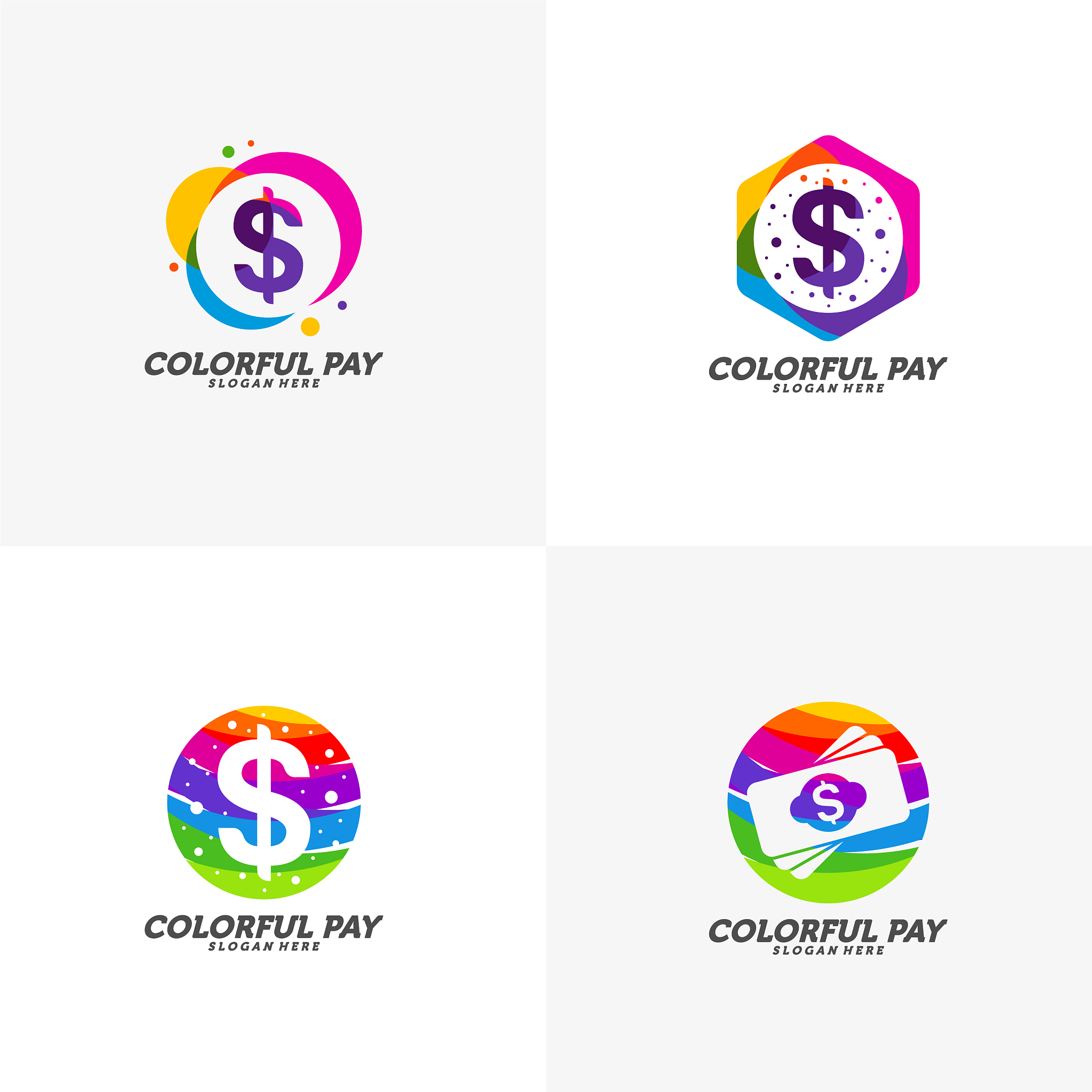set colorful money logo template design