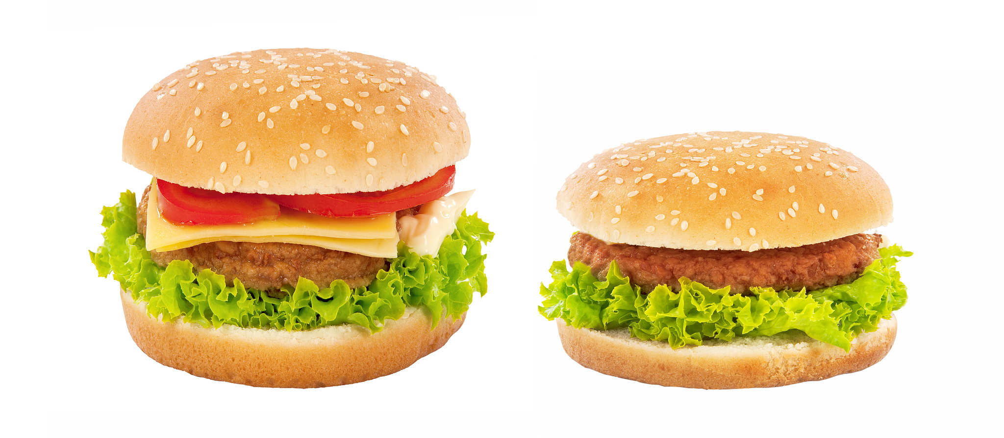 cheeseburger and hamburger