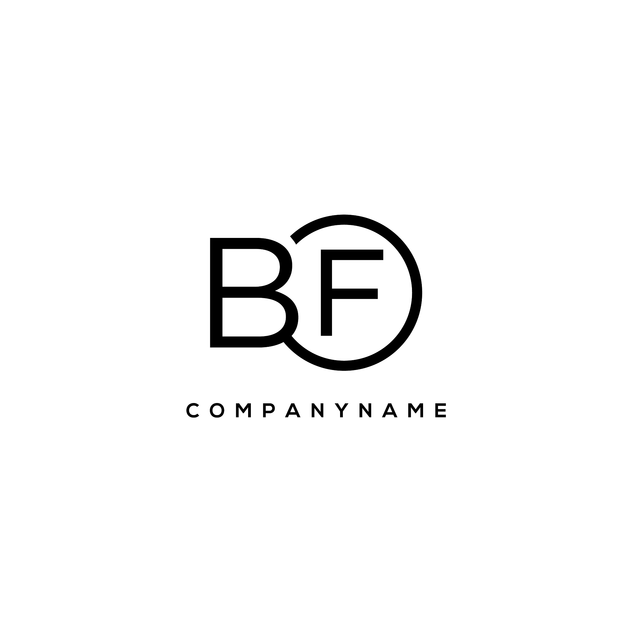 initial bf letter logo with circle template