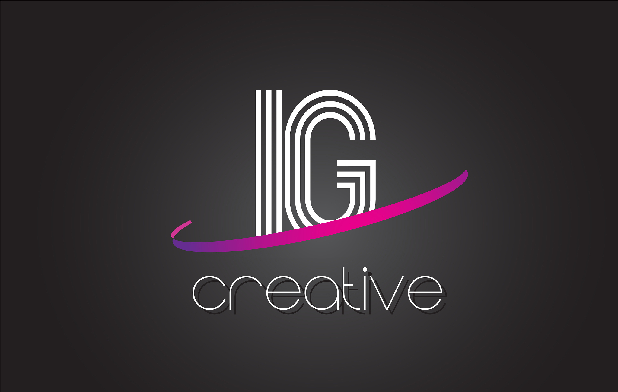 ig i q letter logo with lines design and purple