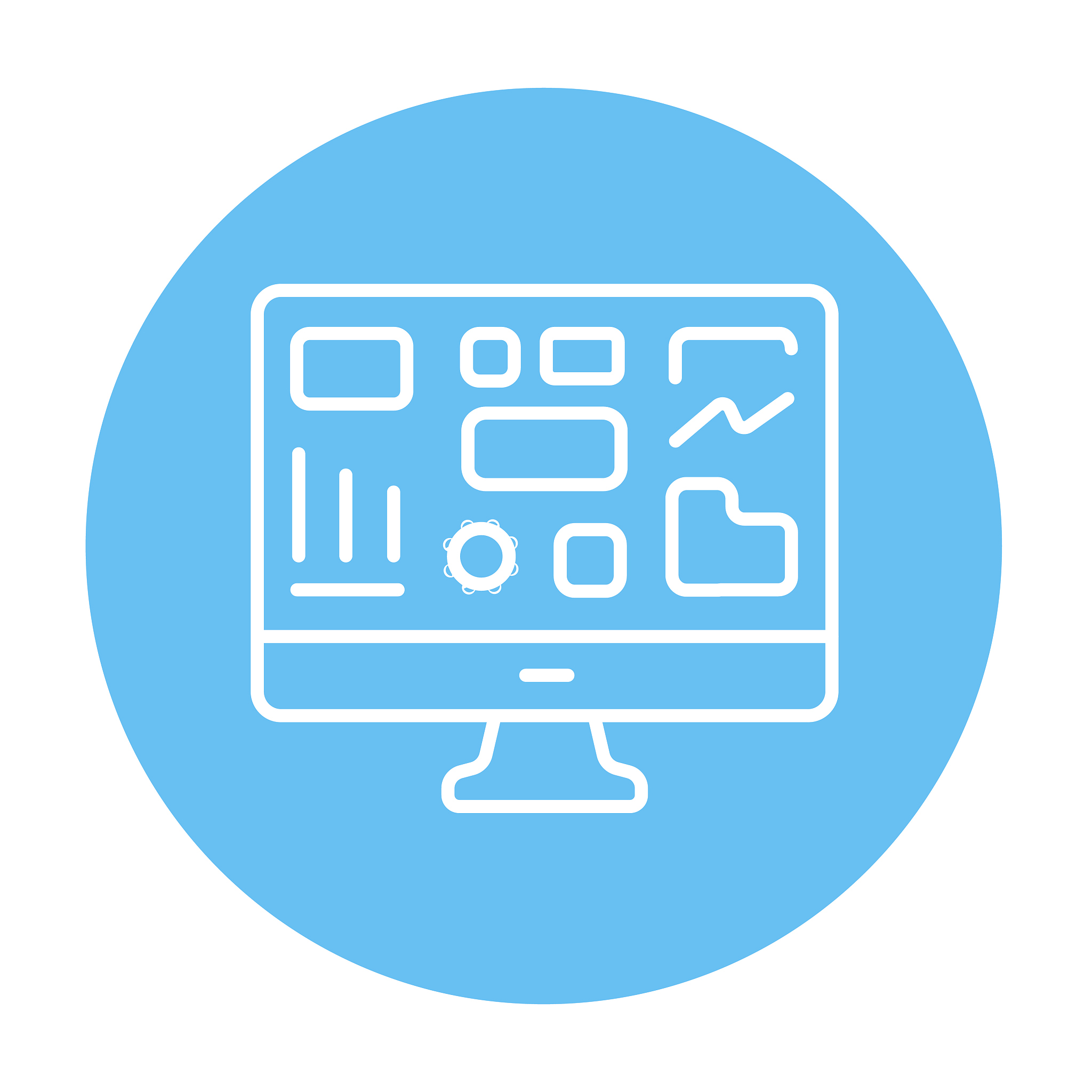 monitor with business graphs line icon