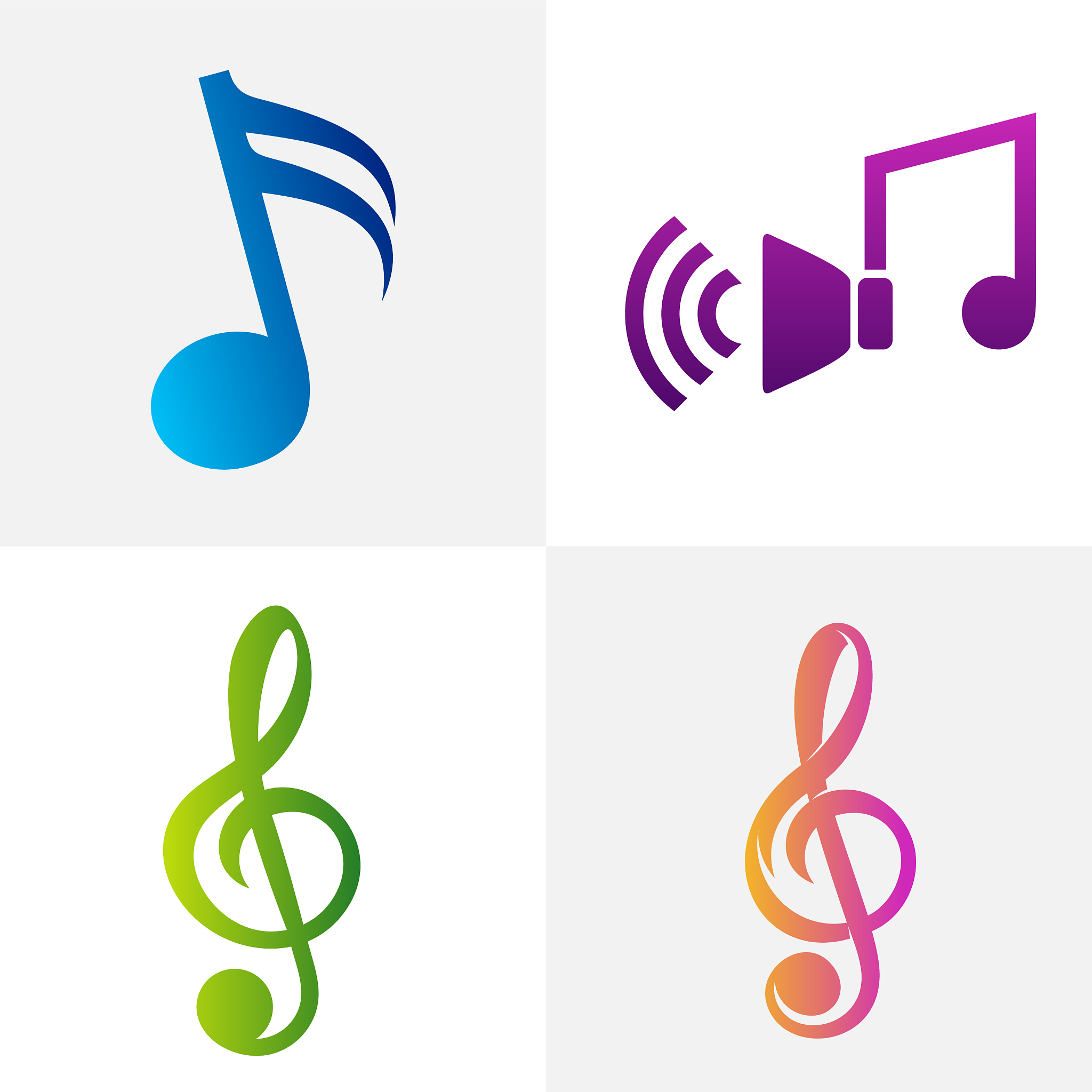 set music note logo design concept note play