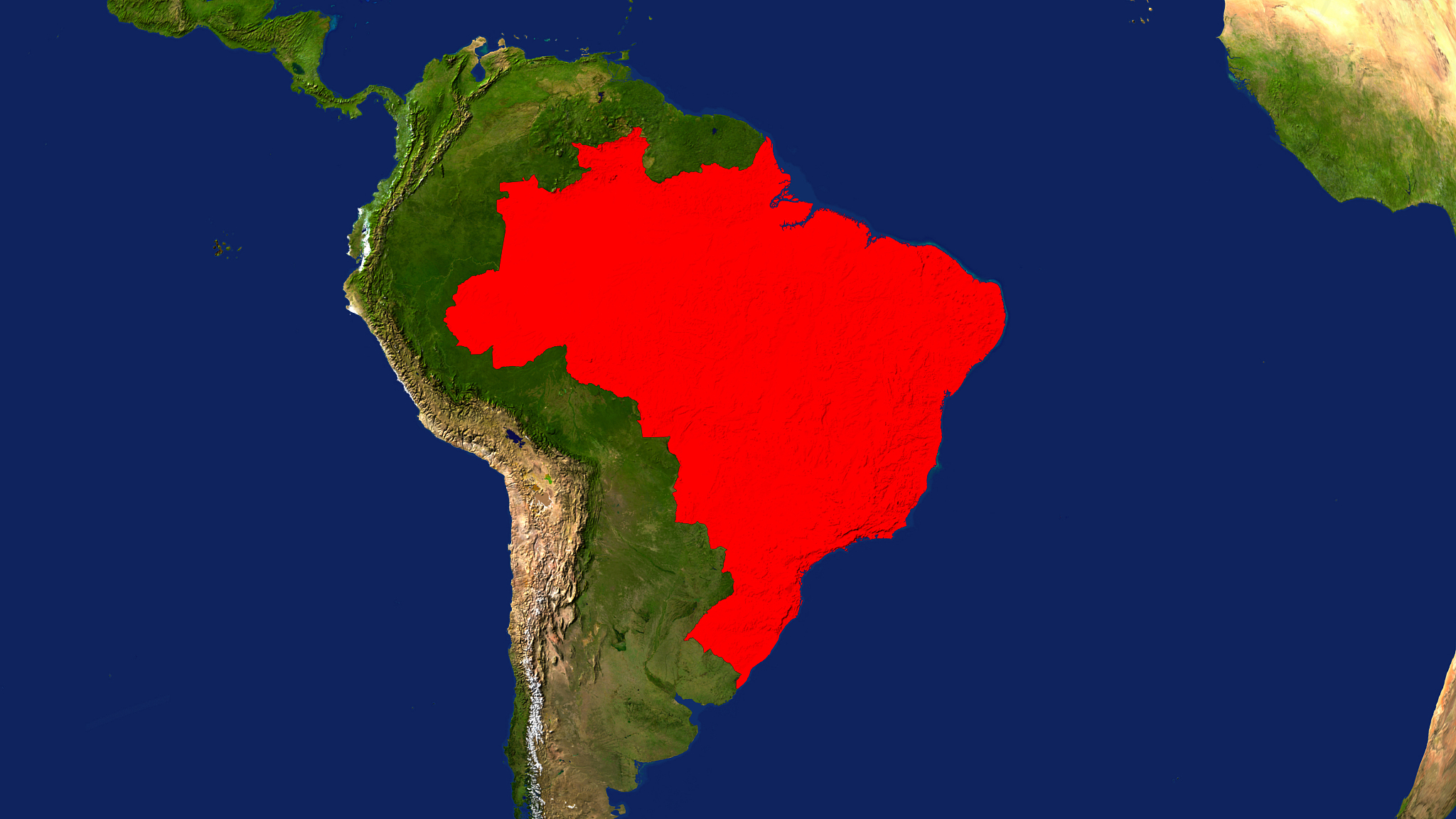 map, brazil highlighted red