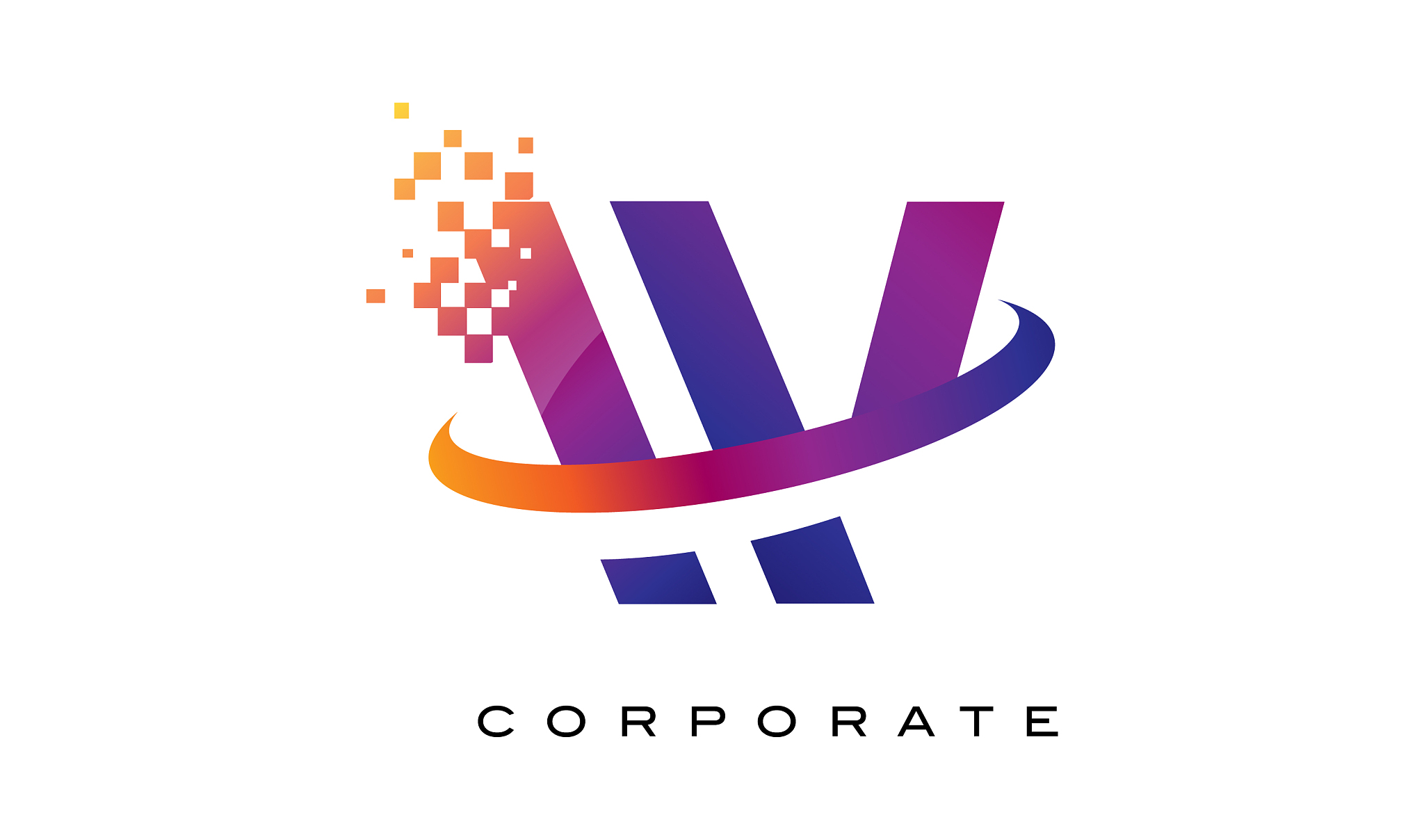 letter w colourful rainbow logo design