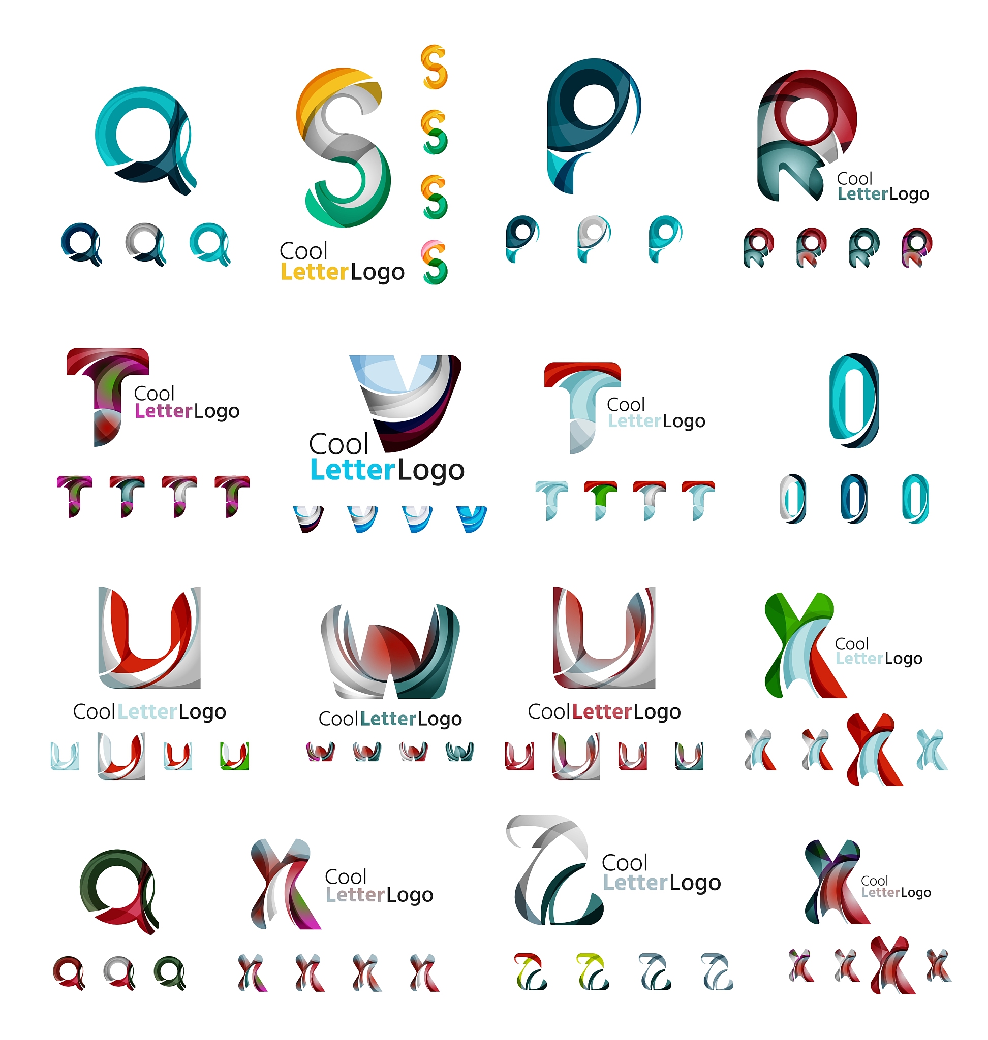 set of colorful abstract letter corporate logos