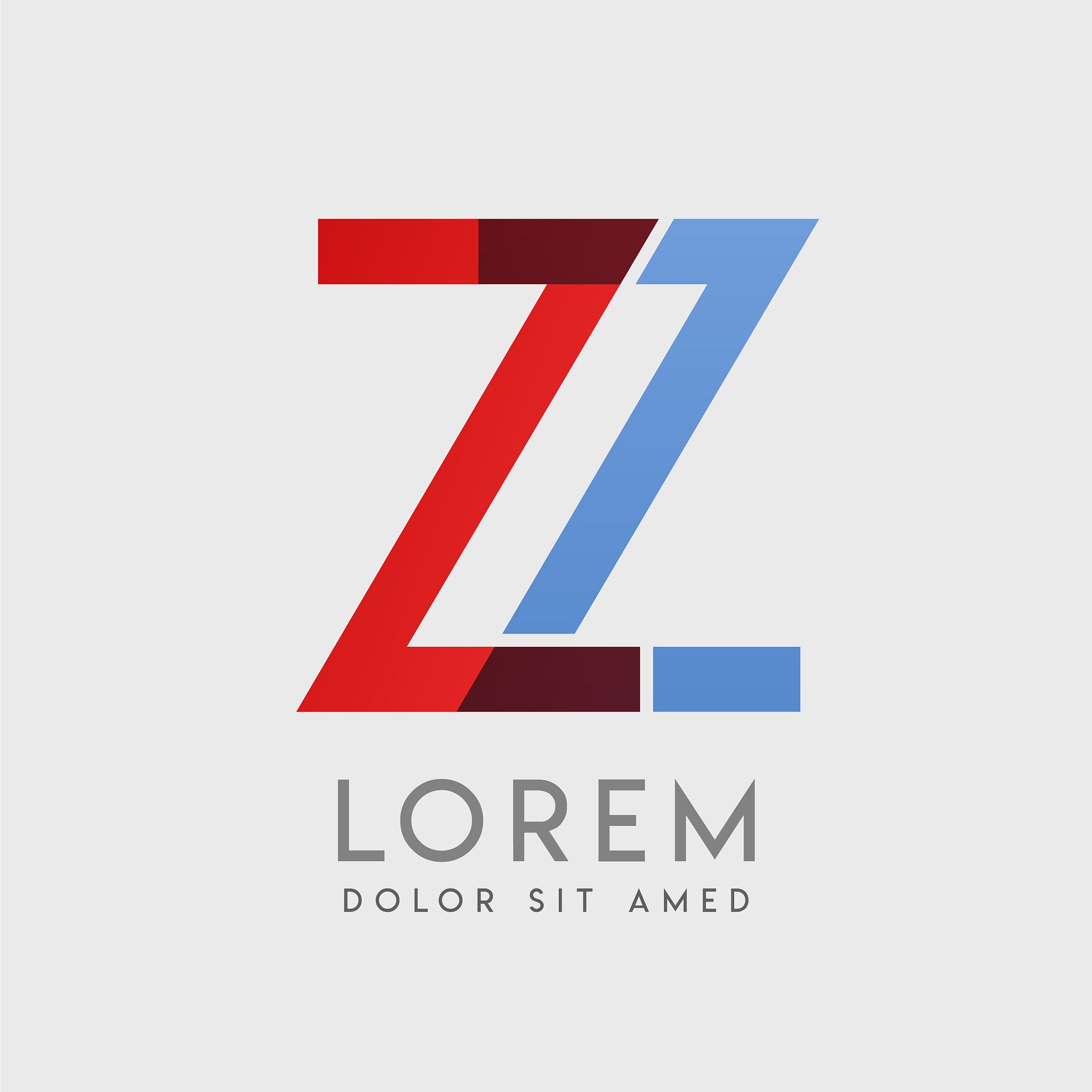 zz logo letters with blue and red gradation