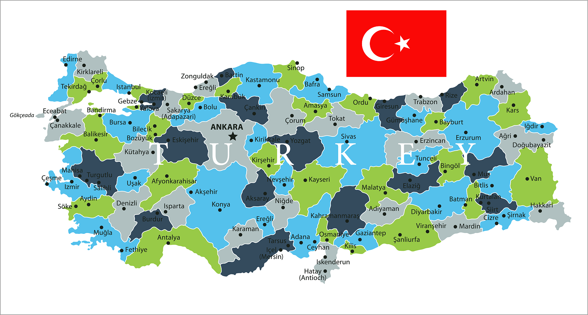 map of turkey - vector